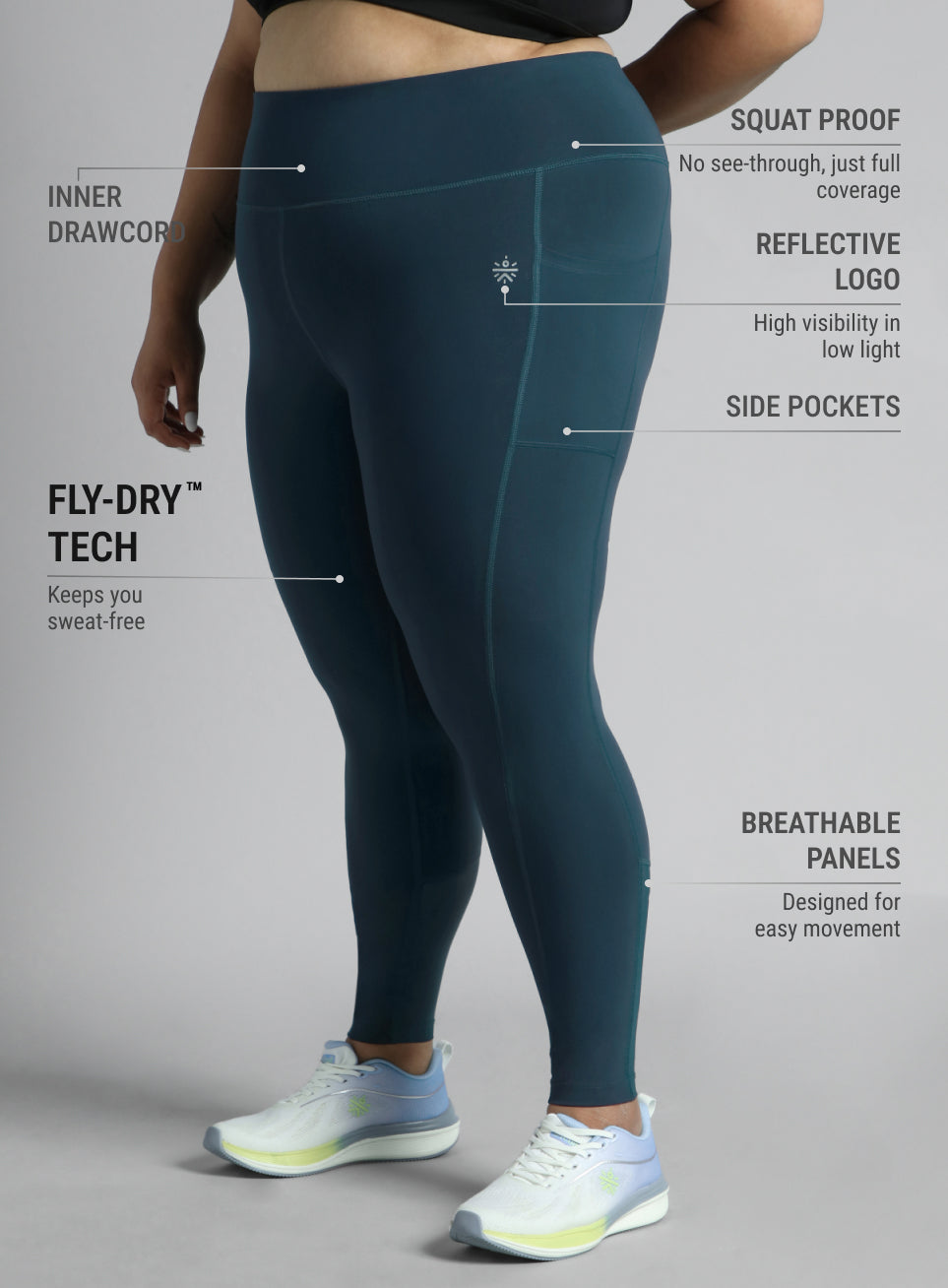Women's Navy Running Essential Plus Size Tights