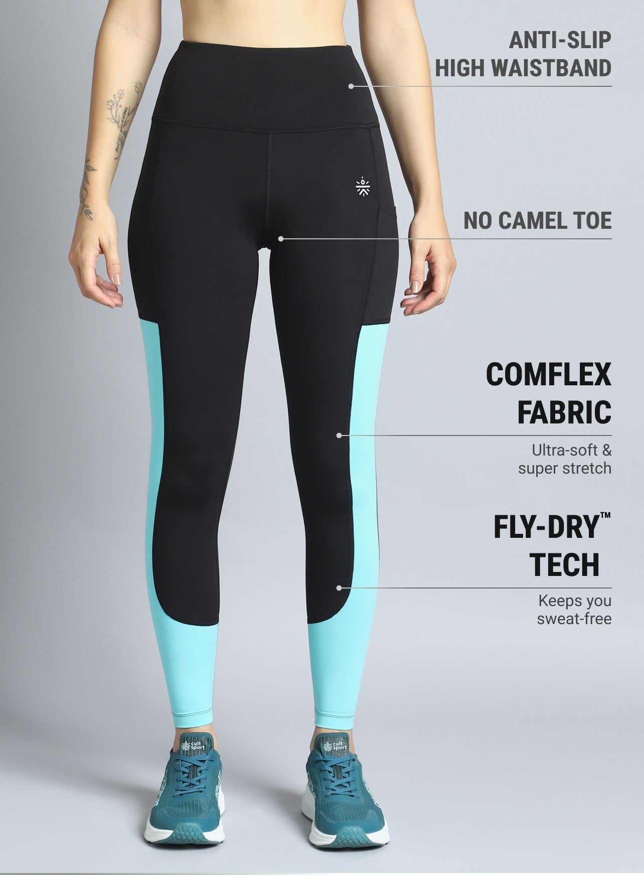 Women's Black Dance Off Colourblock COMFLex Tights