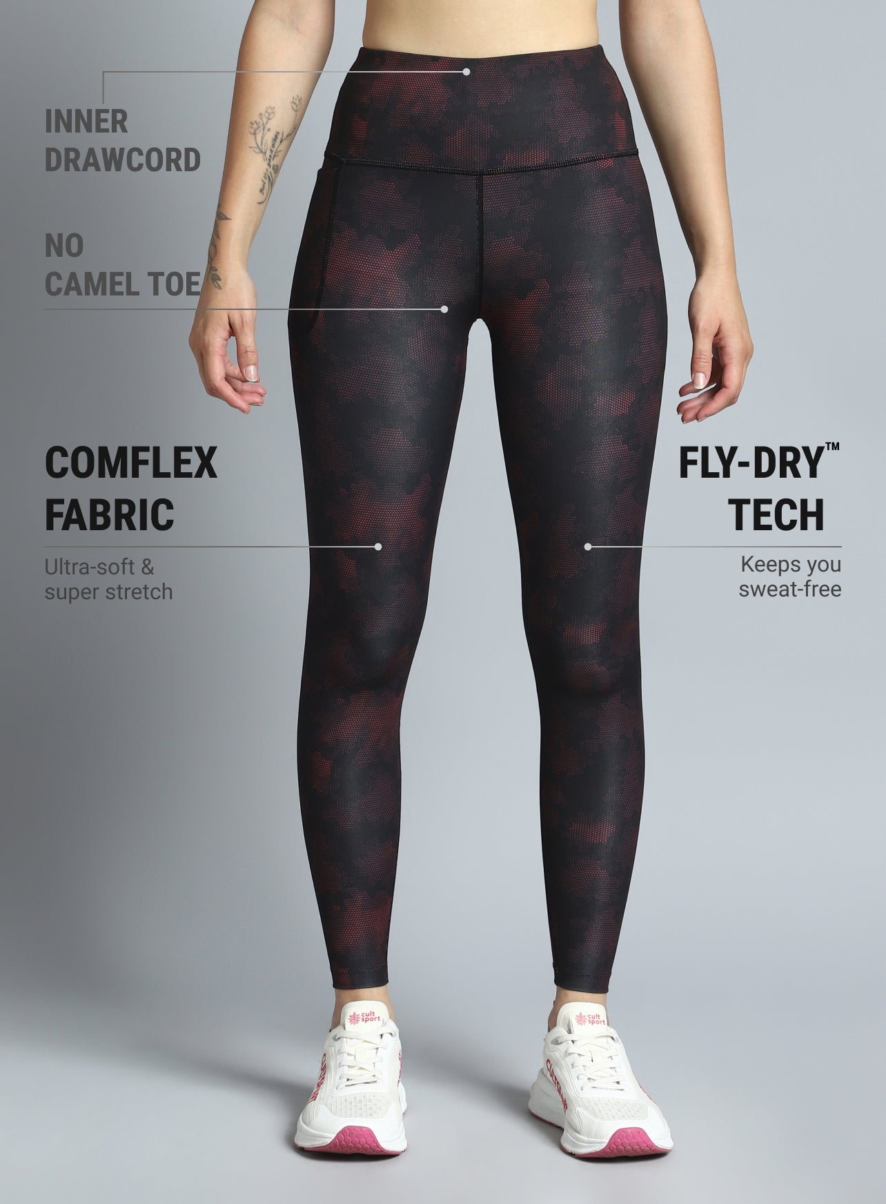 Women's Black Dance Flow AOP COMFlex Tights