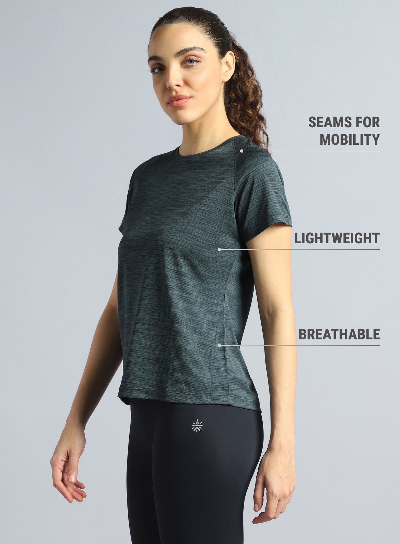 Women's Dark Grey Training Elevate Sculpt T-shirt