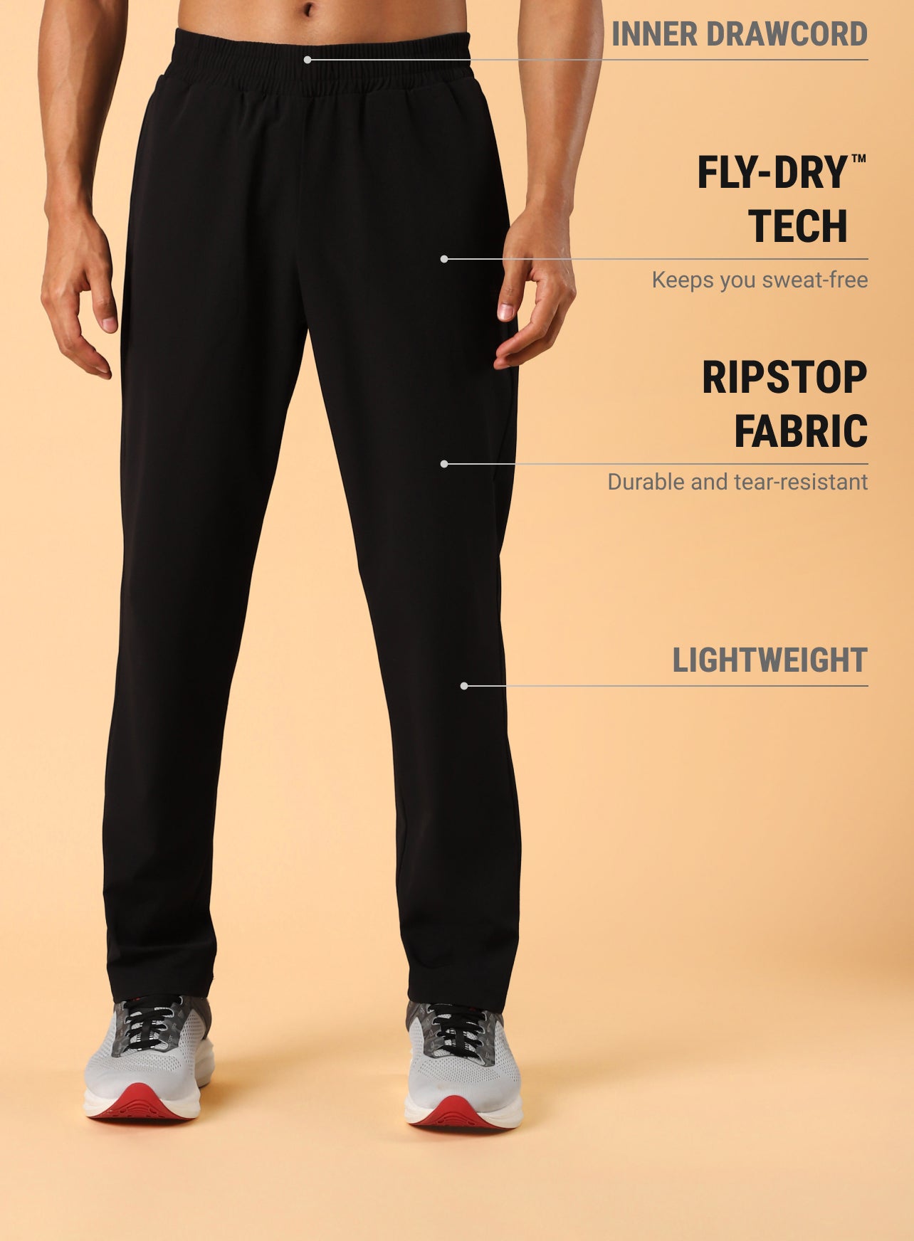 Men's Black Training Sculpted Trackpants