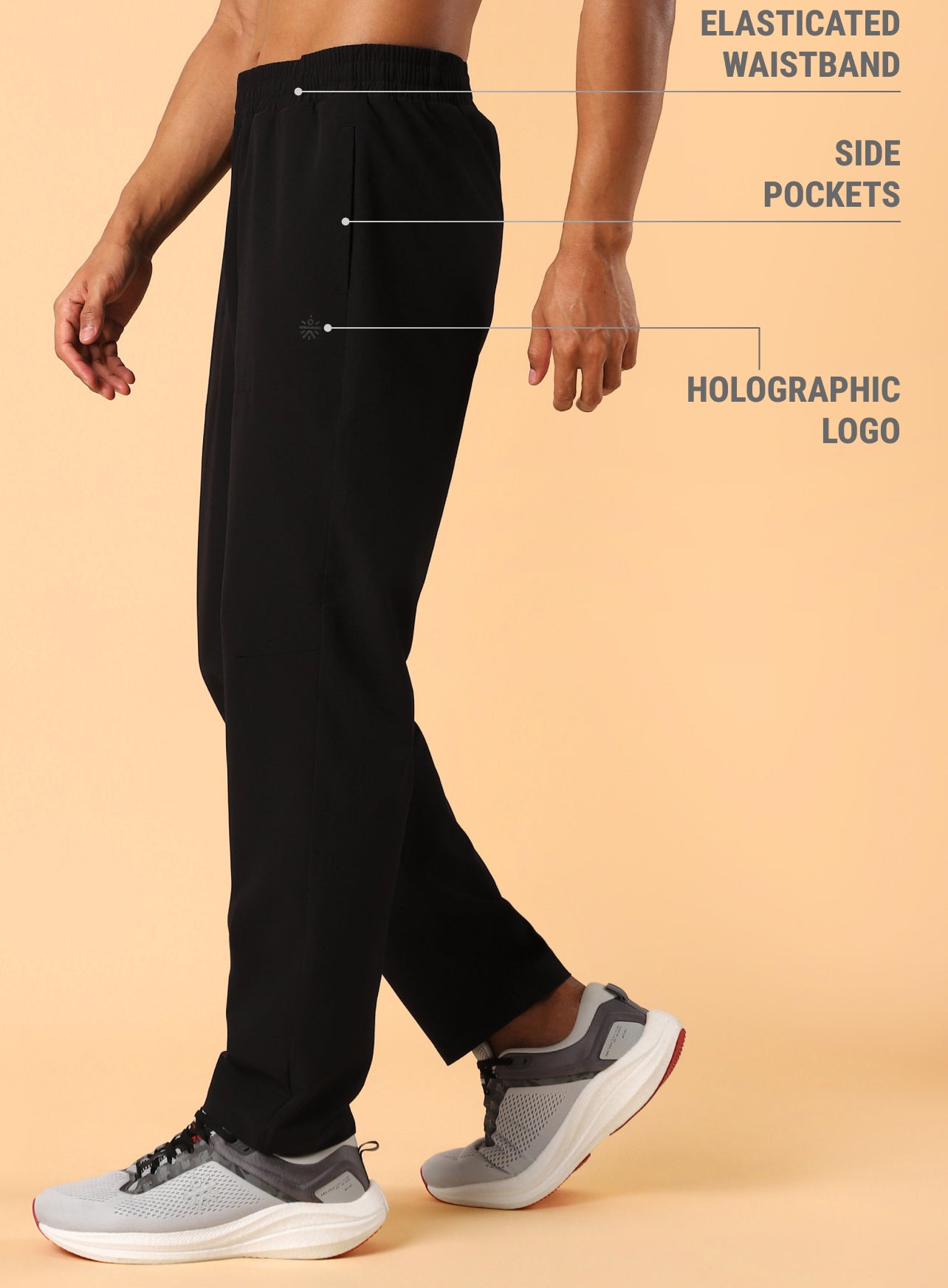 Men's Black Training Sculpted Trackpants