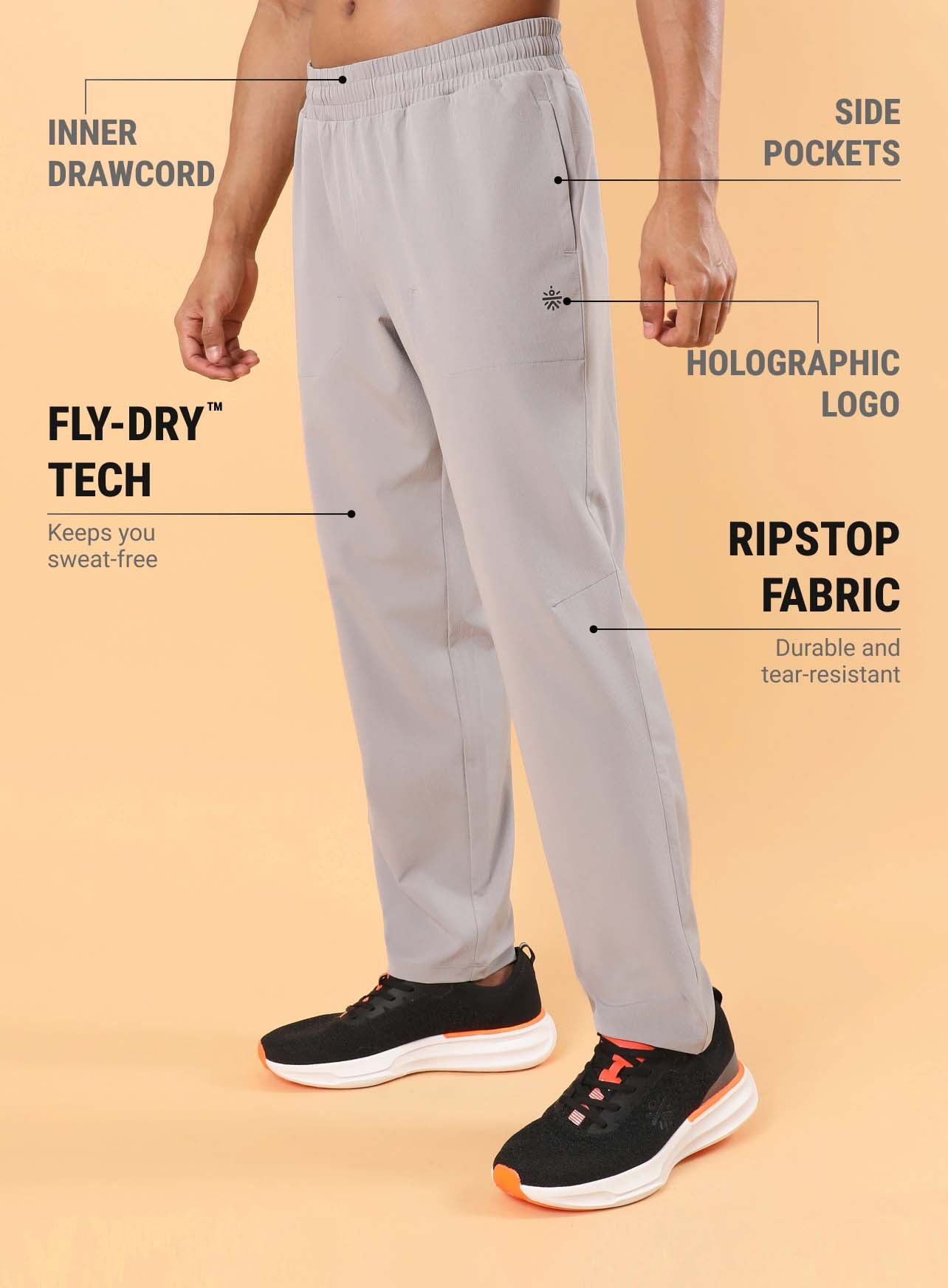 Men's Grey Training Sculpted Trackpants