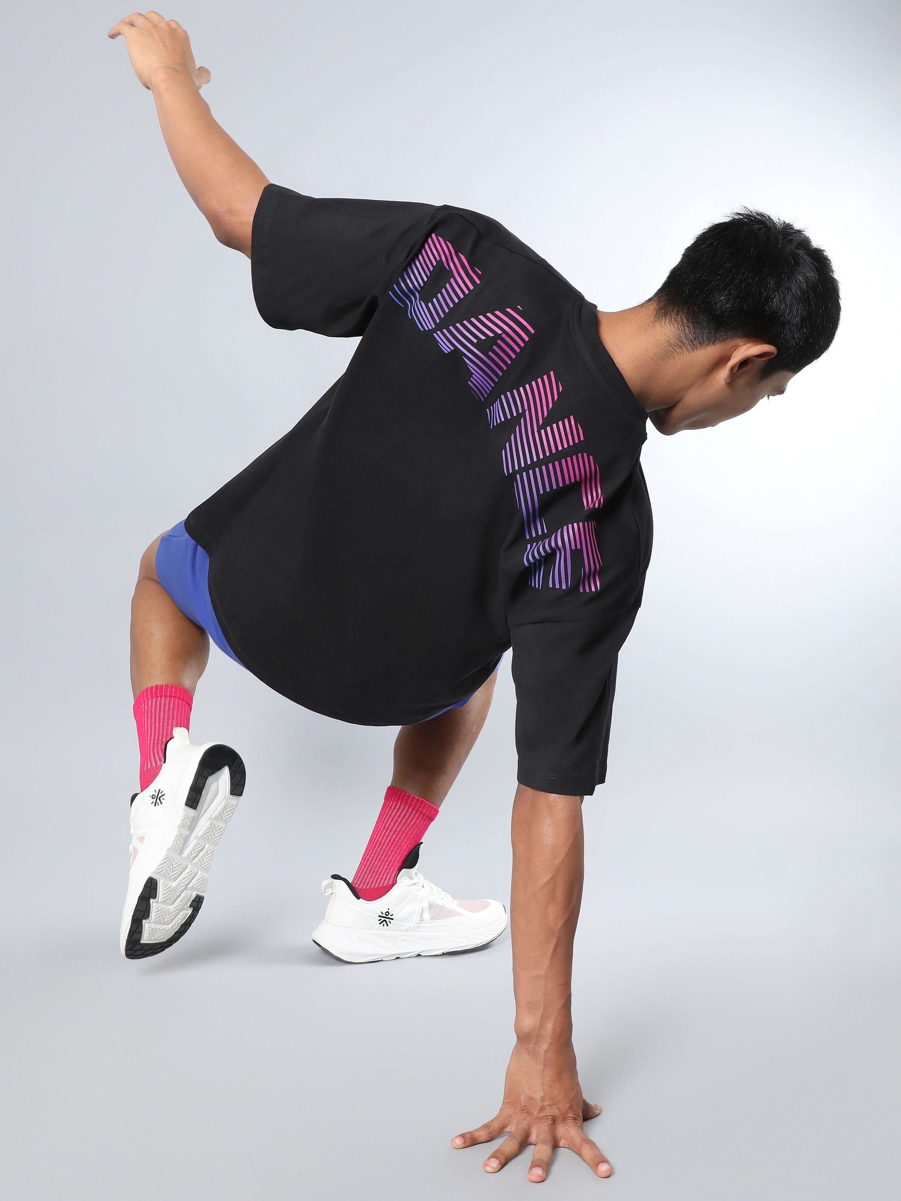 Men's Black Dance Back Print Oversized fit T-shirt