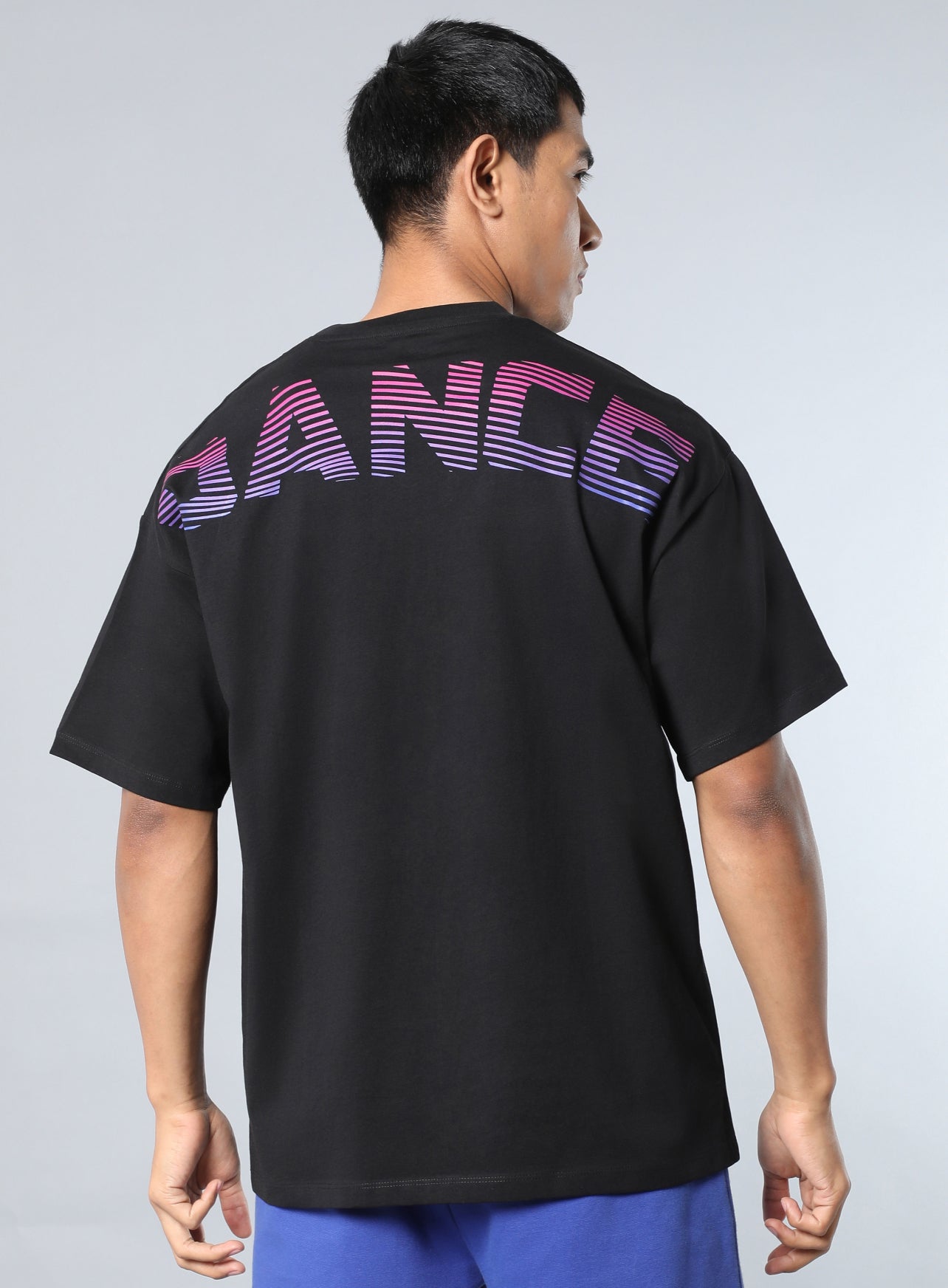 Men's Black Dance Back Print Oversized fit T-shirt