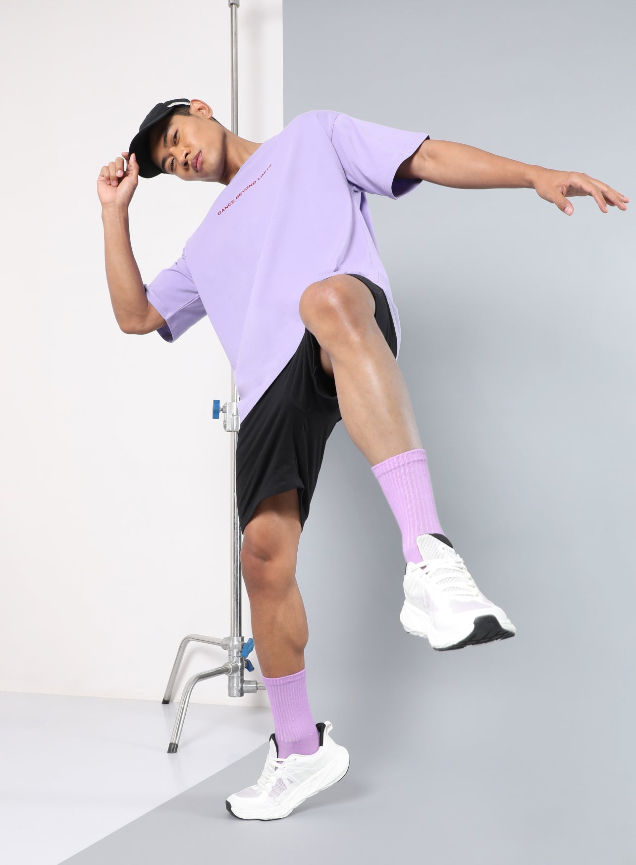 Men's Purple Dance Back Print Oversized fit T-shirt
