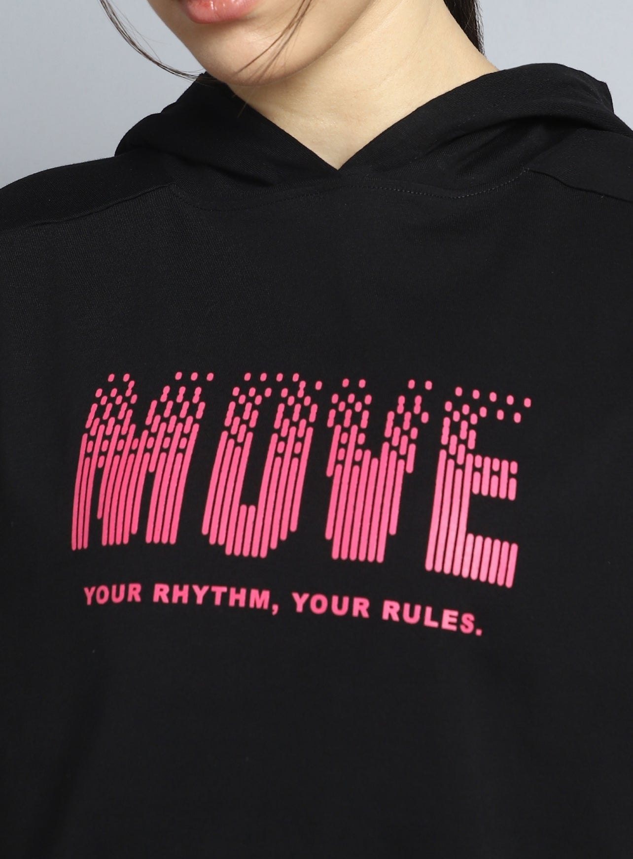 Women's Black Move it Boxy fit Hoodie Top