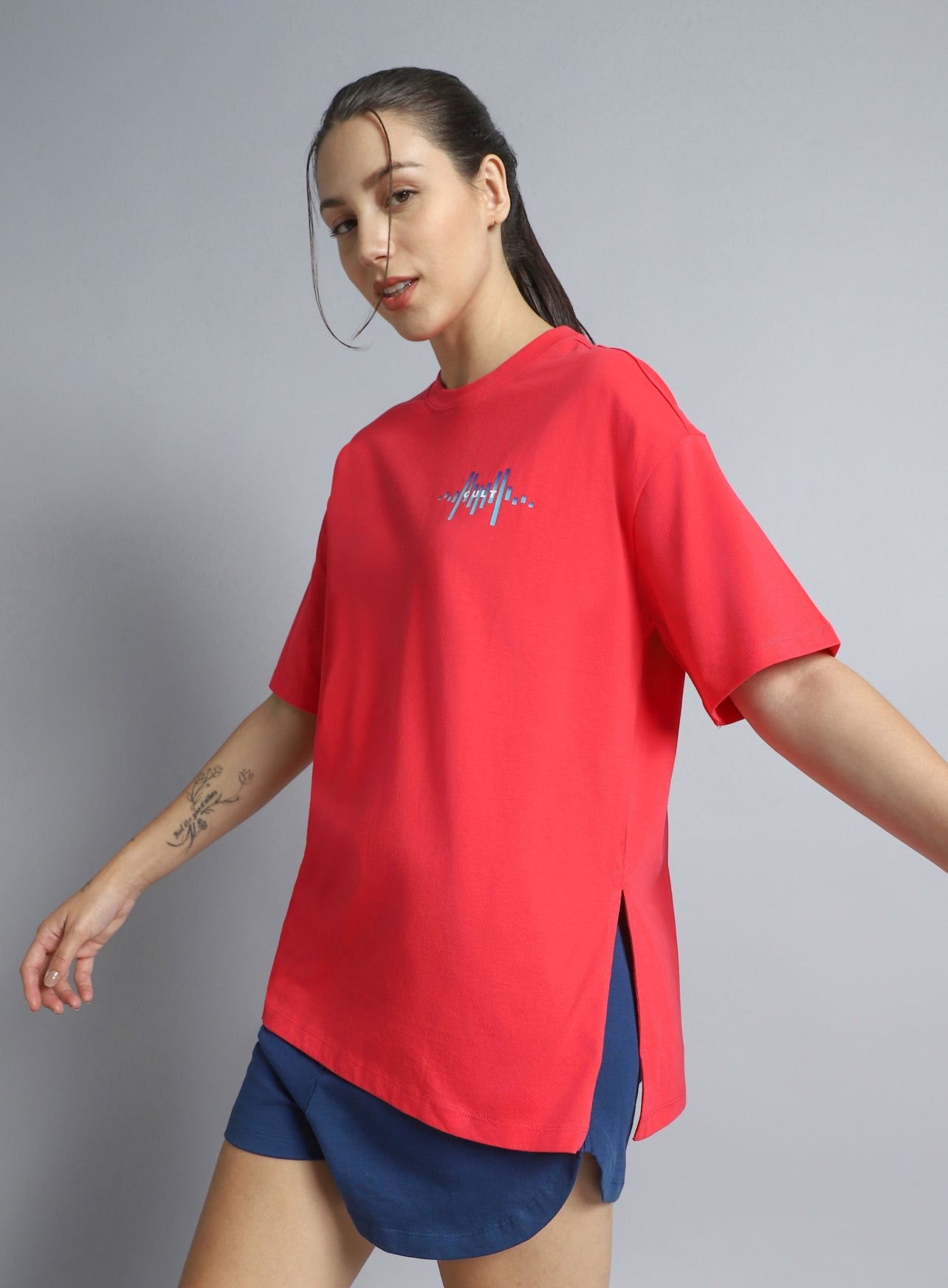 Women's Coral Printed Oversized T-shirt