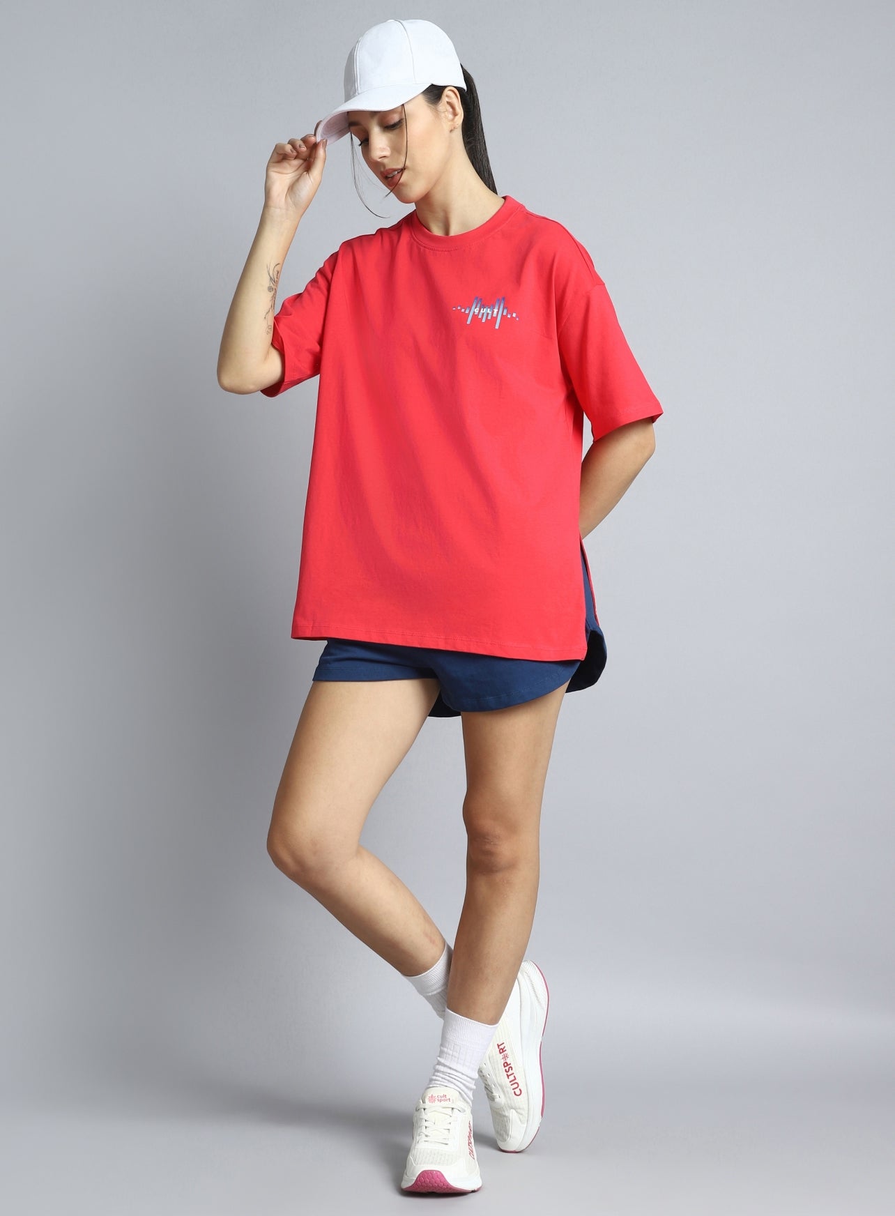 Women's Coral Printed Oversized T-shirt