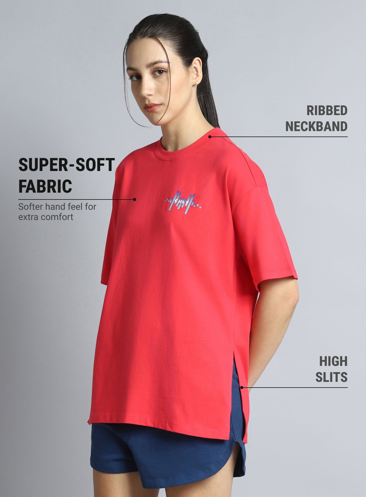 Women's Coral Printed Oversized T-shirt