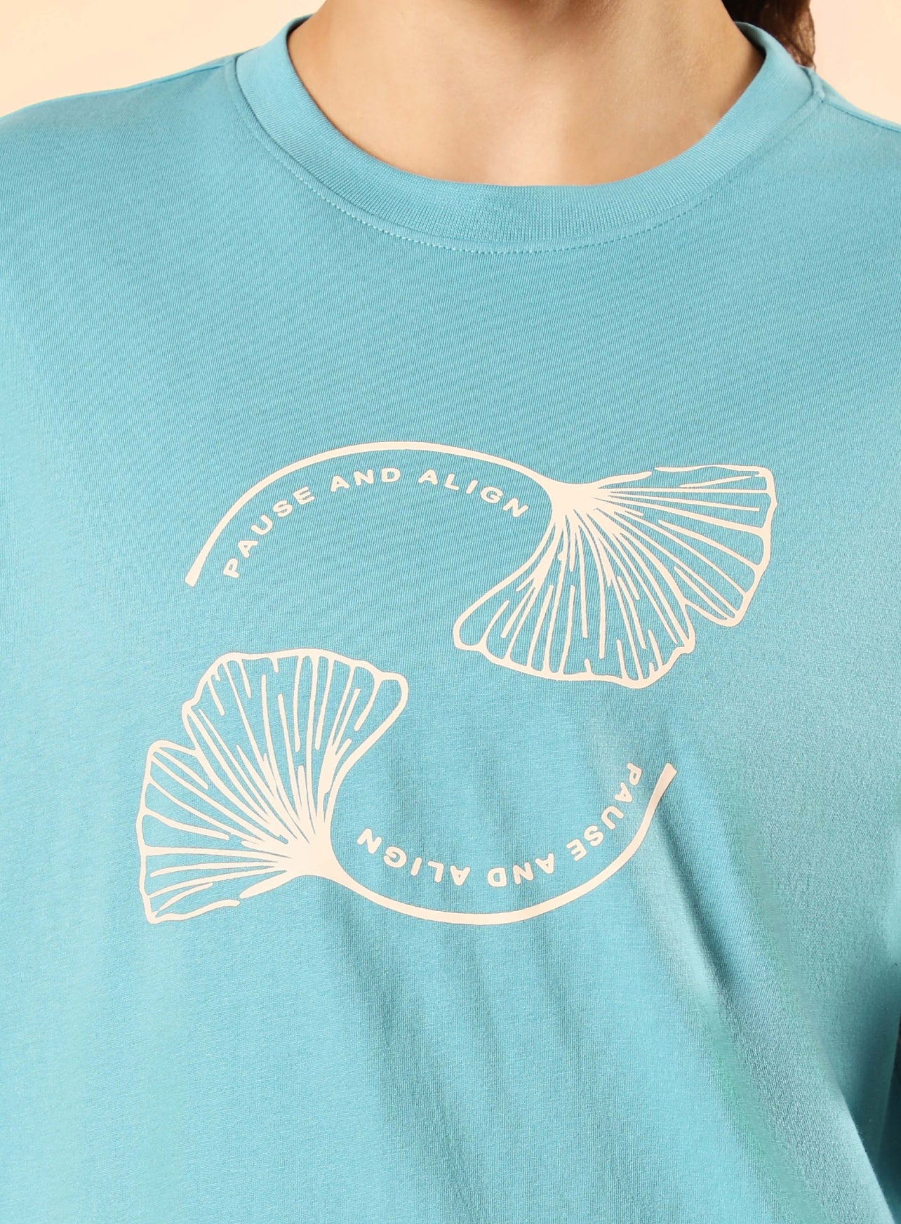 Women's Teal Pause and Align Printed T-shirt