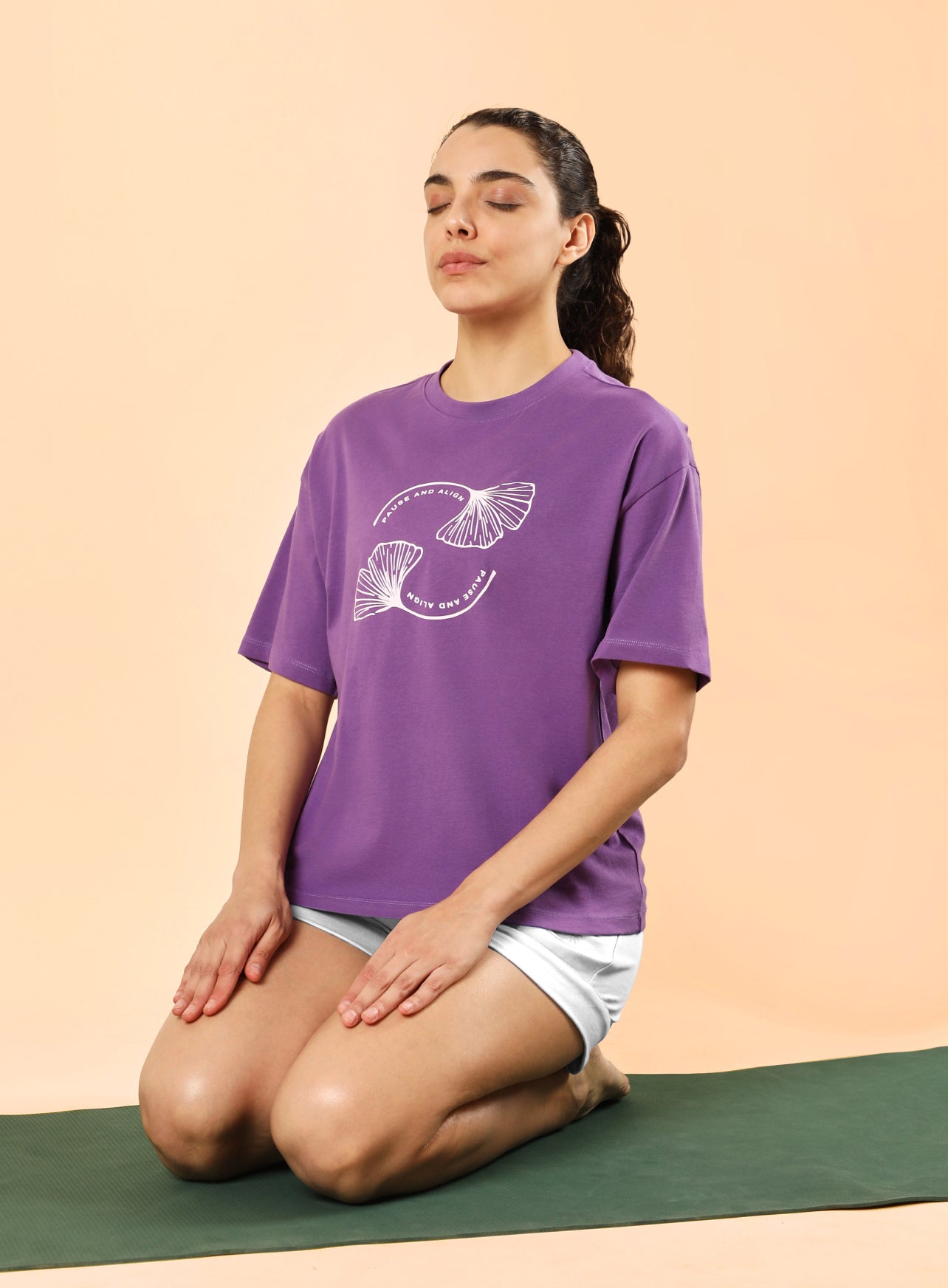 Women's Purple Pause and Align Printed T-shirt