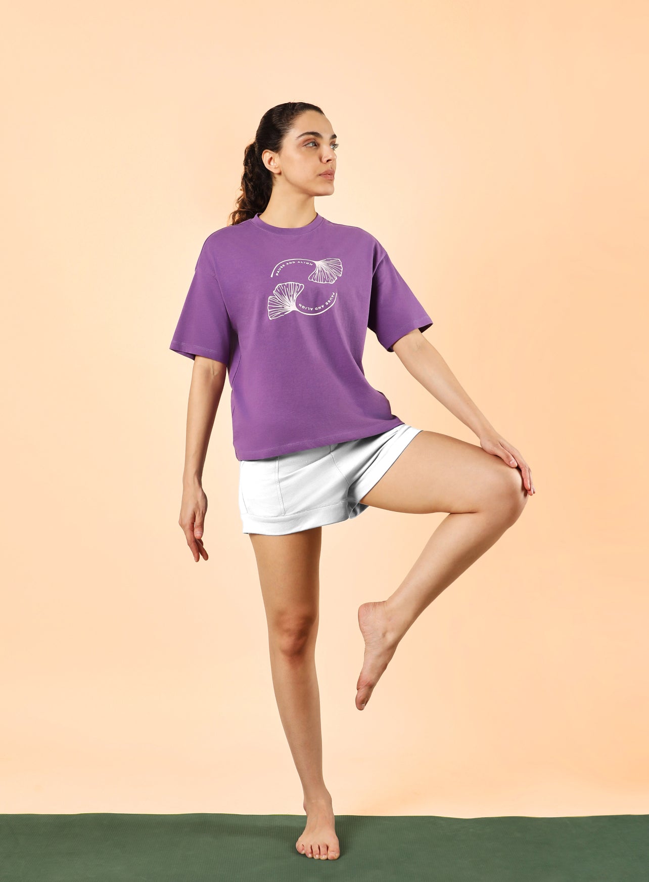 Women's Purple Pause and Align Printed T-shirt