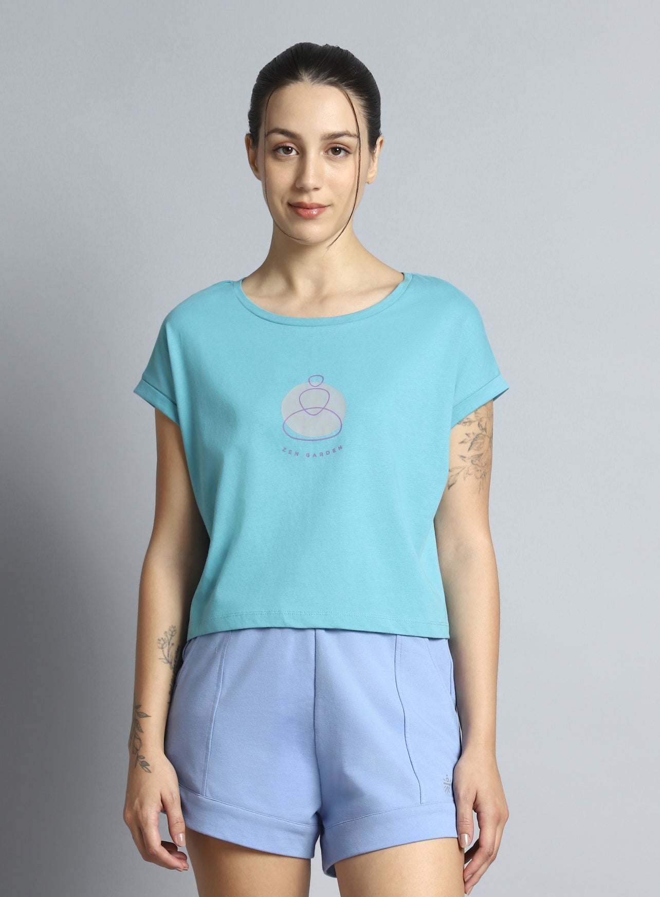 Women's Teal Yoga Harmony Graphic T-shirt