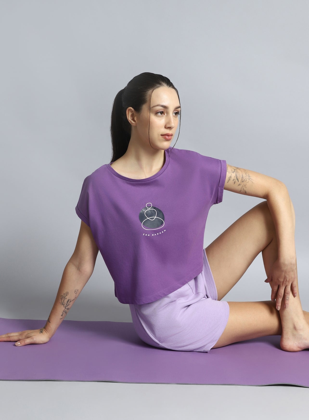 Women's Purple Yoga Harmony Graphic T-shirt