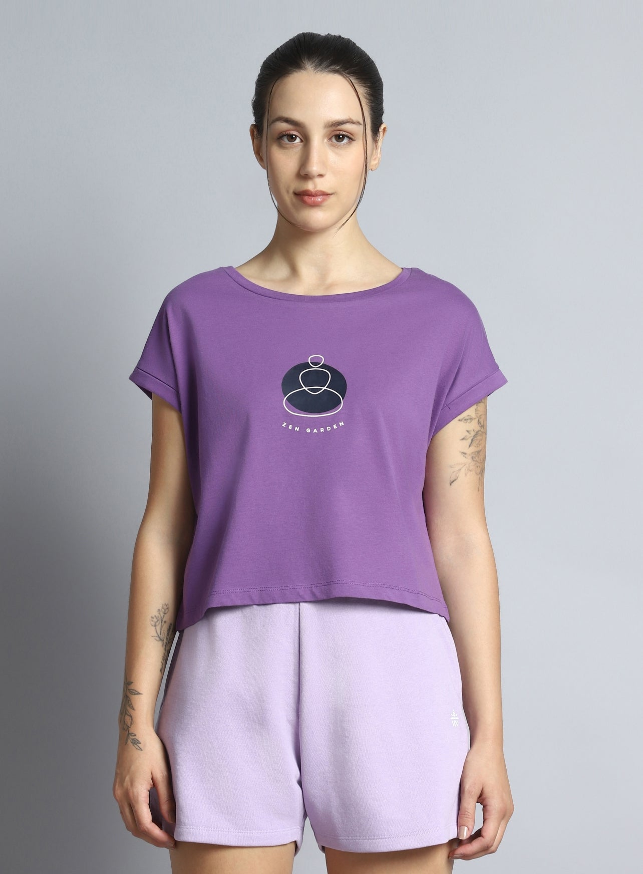 Women's Purple Yoga Harmony Graphic T-shirt