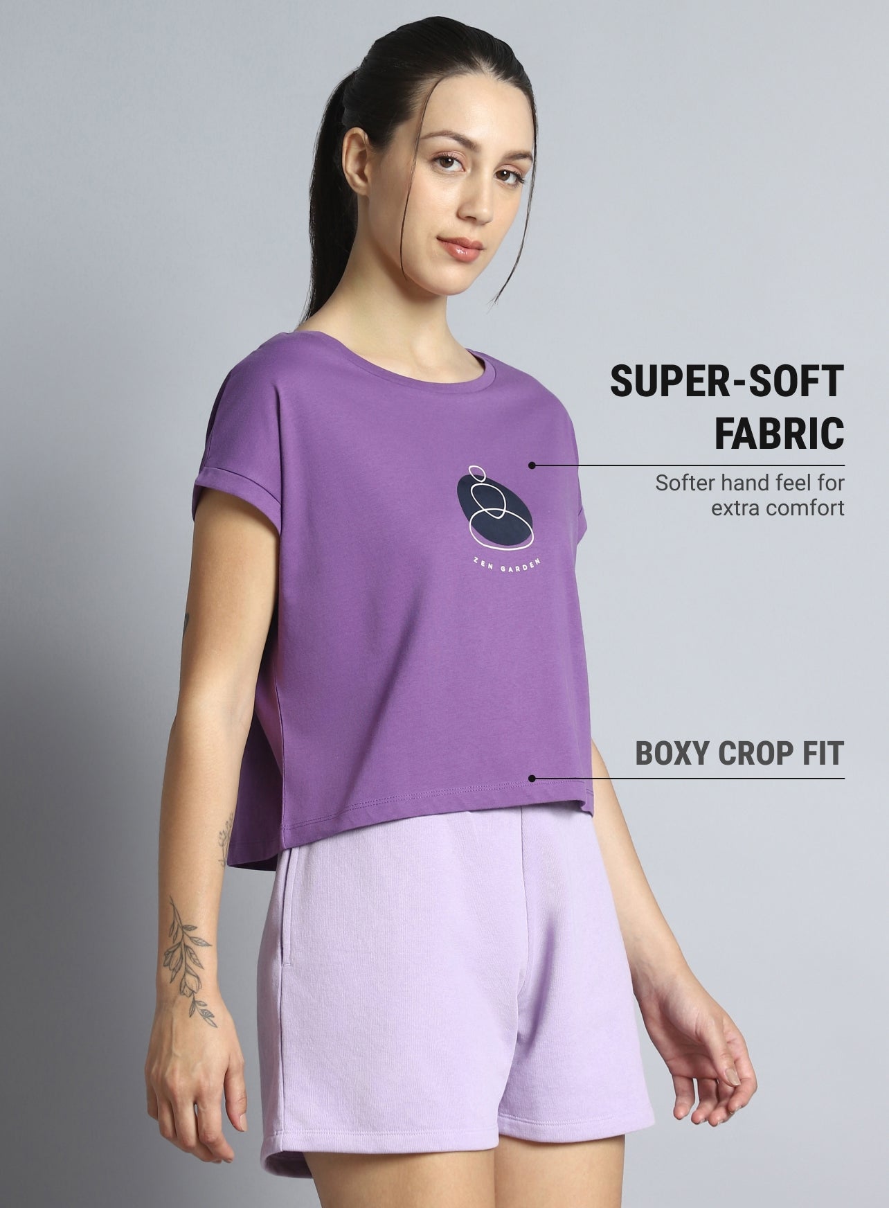 Women's Purple Yoga Harmony Graphic T-shirt