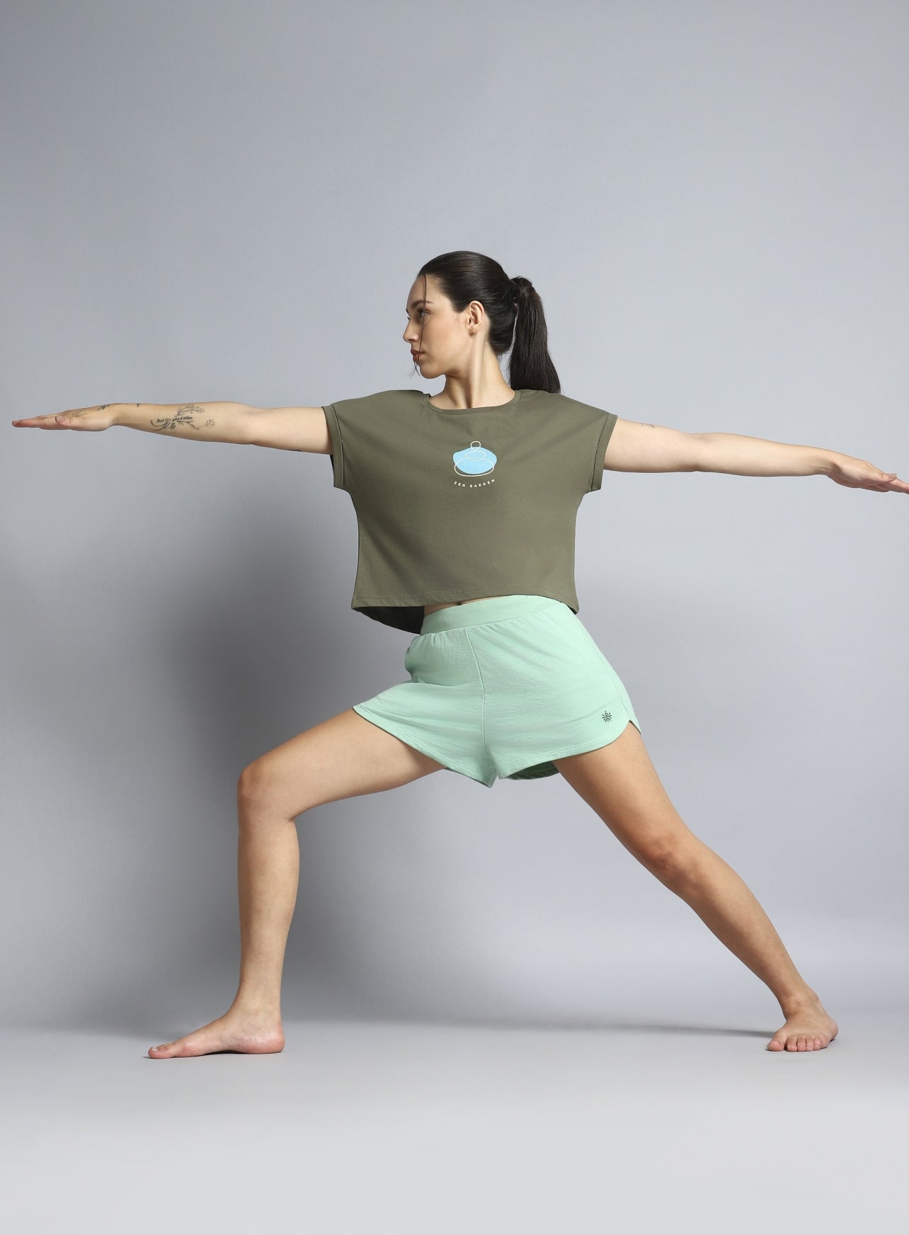 Women's Olive Yoga Harmony Graphic T-shirt