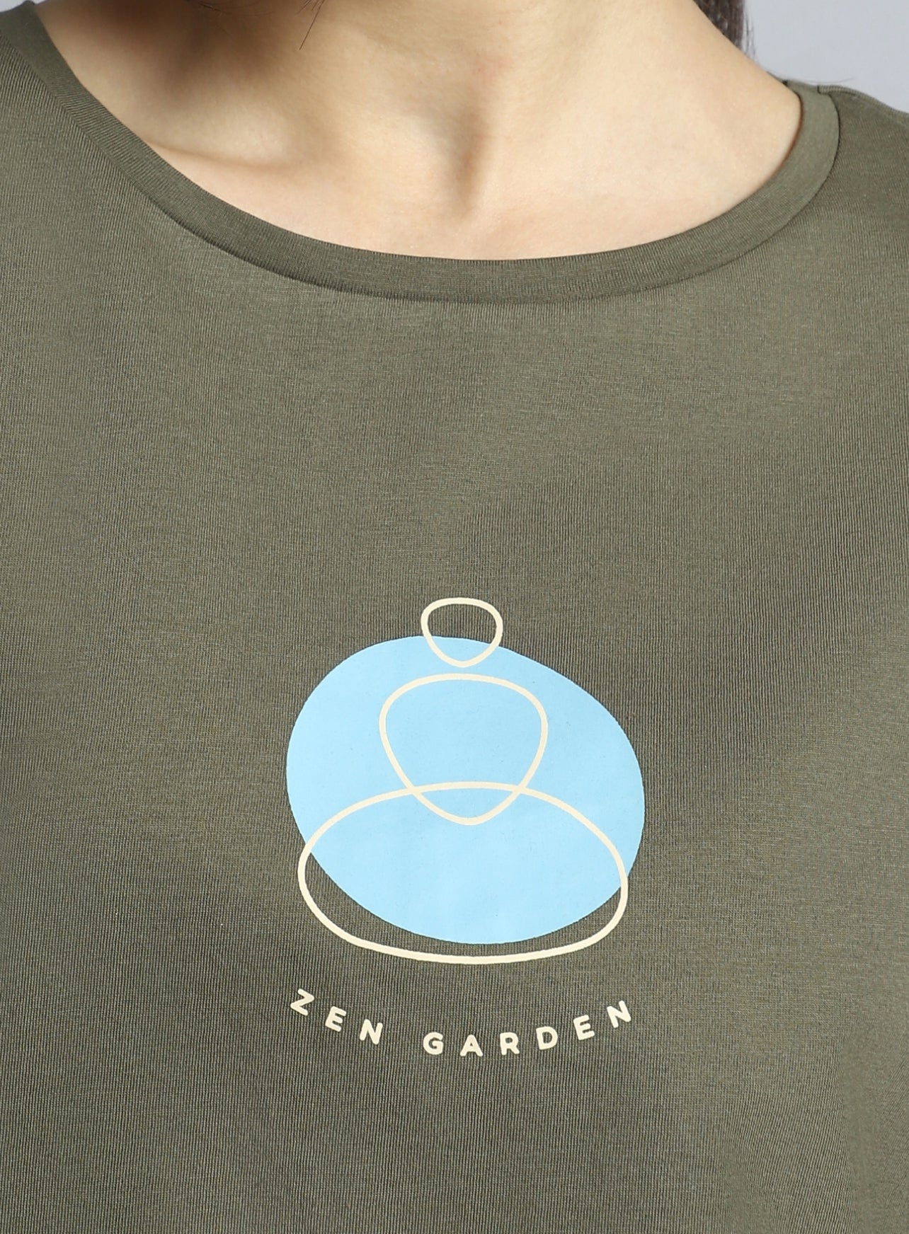 Women's Olive Yoga Harmony Graphic T-shirt