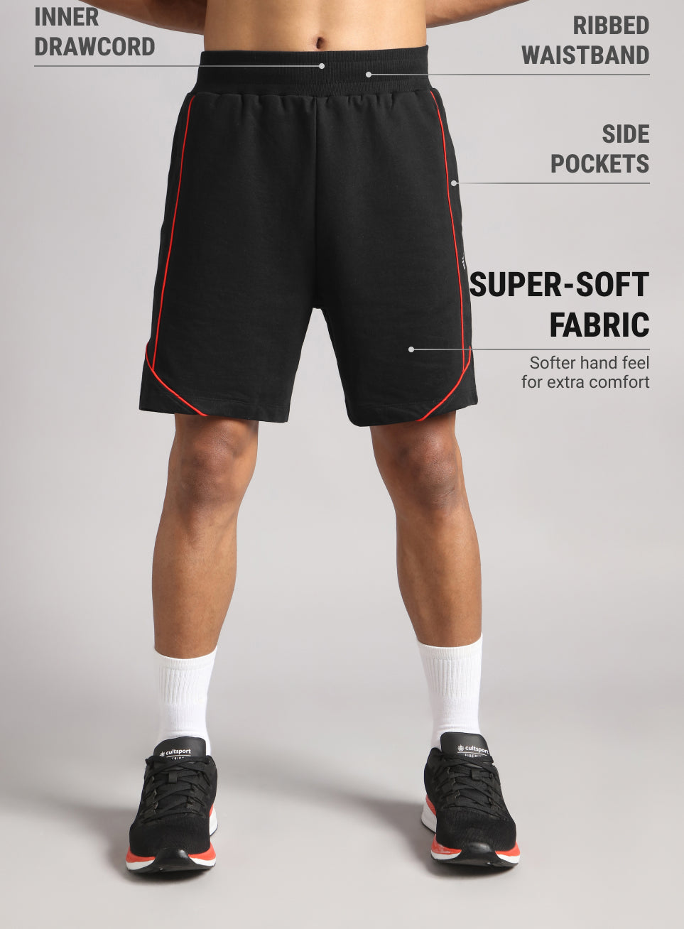 Men's Black Sports Club Shorts