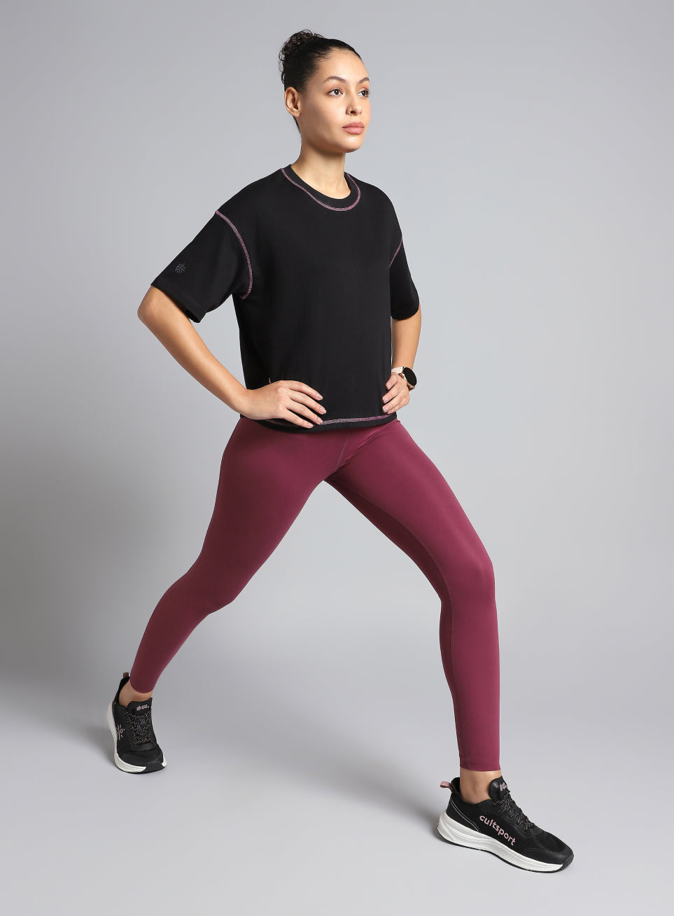 Women's Cult Black Training Graphic Boxy Crop Fit T-shirt