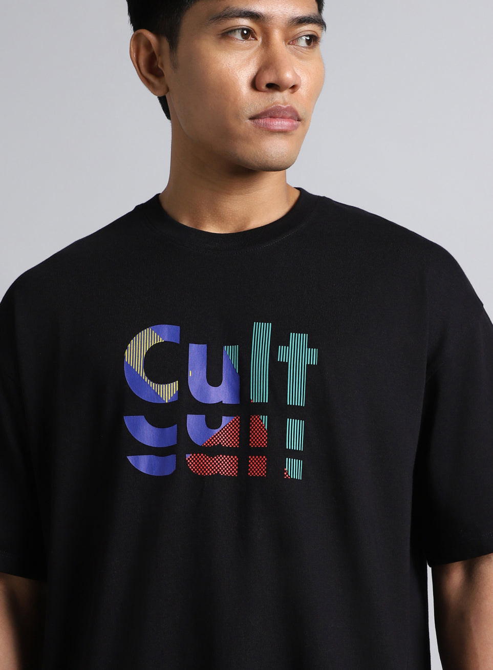 Men's Black Cult Graphic Oversized Fit T-shirt