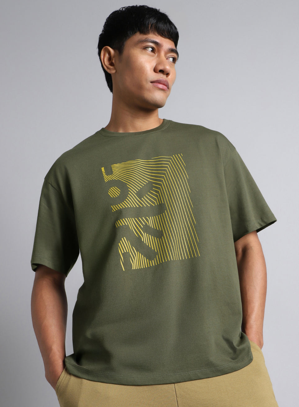 Men's Olive Cult Branding Graphic T-shirt