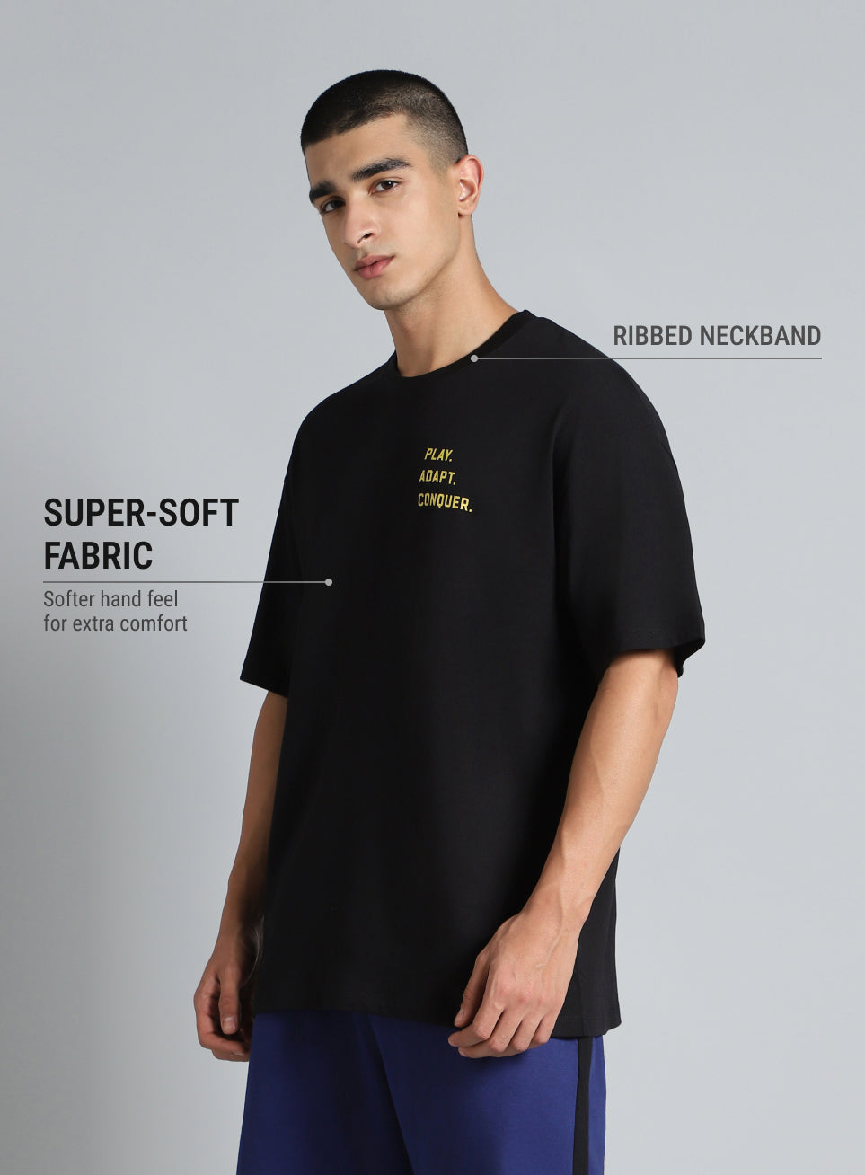 Men's Black Cult Graphic Oversized Fit T-shirt