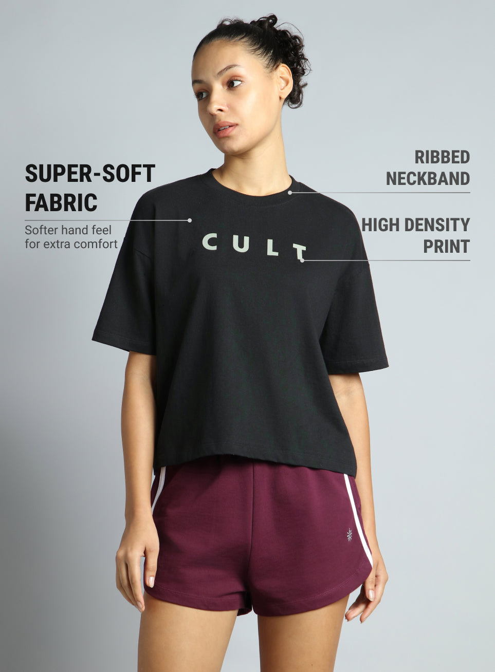 Women's Black Tonal Branding Graphic T-shirt