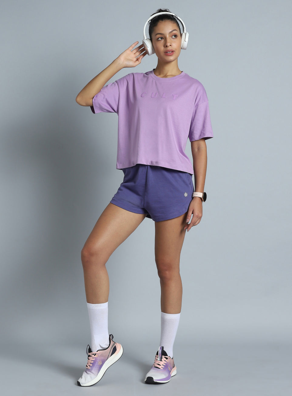 Women's Purple Tonal Branding Graphic T-shirt