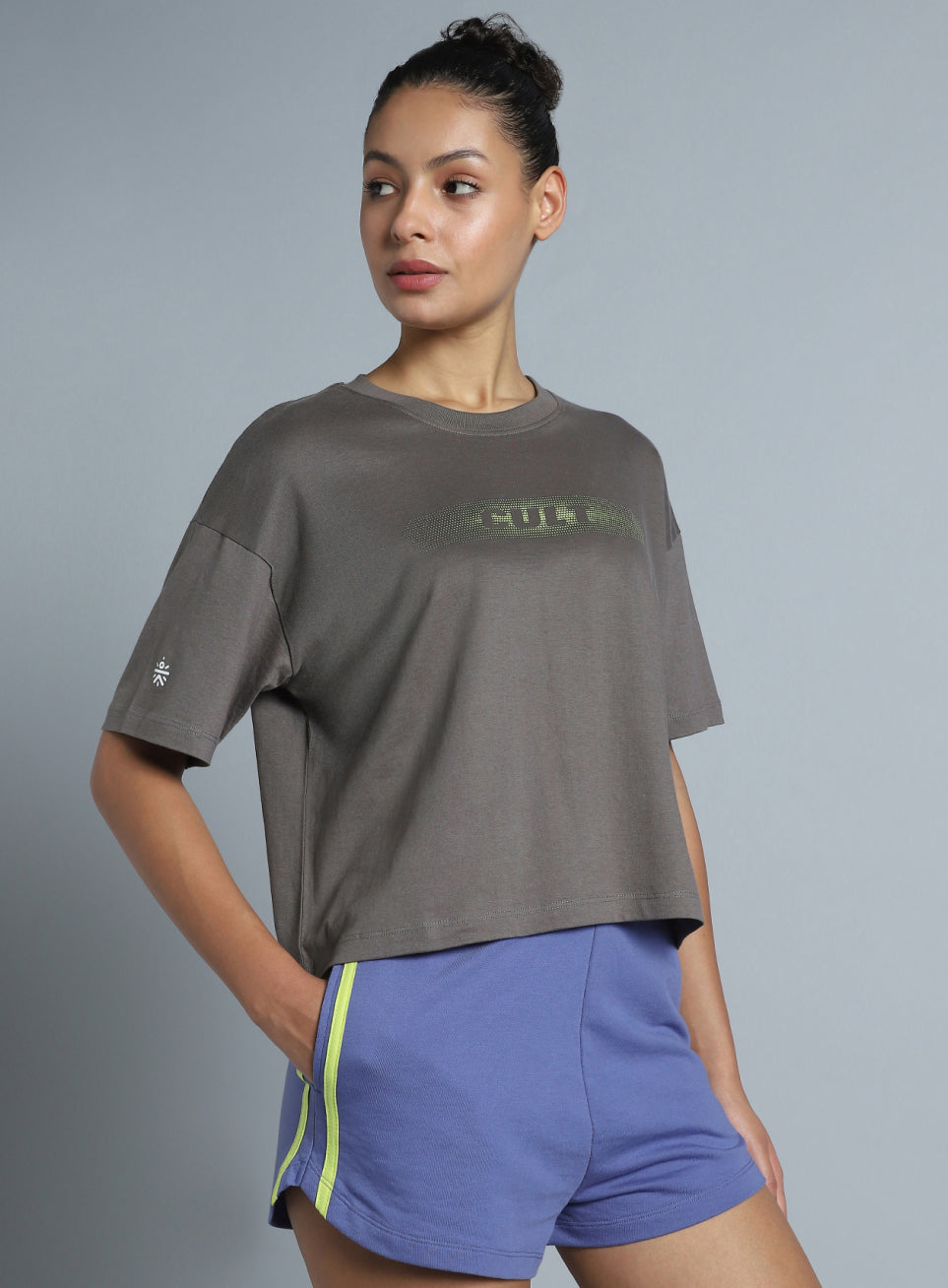 Women's Dark Grey Branding Cropped T-shirt