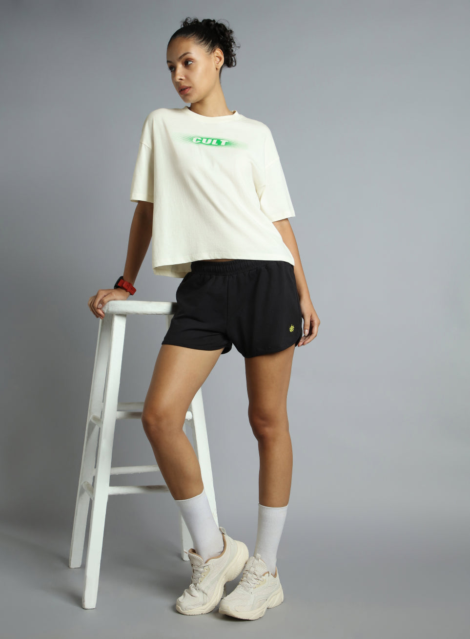 Women's White Branding Cropped T-shirt