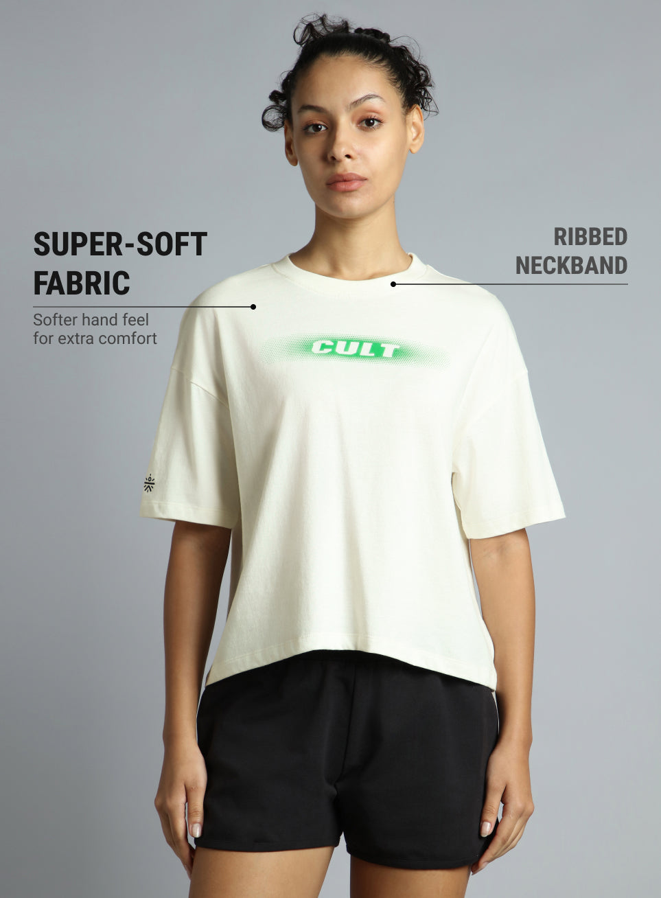 Women's White Branding Cropped T-shirt