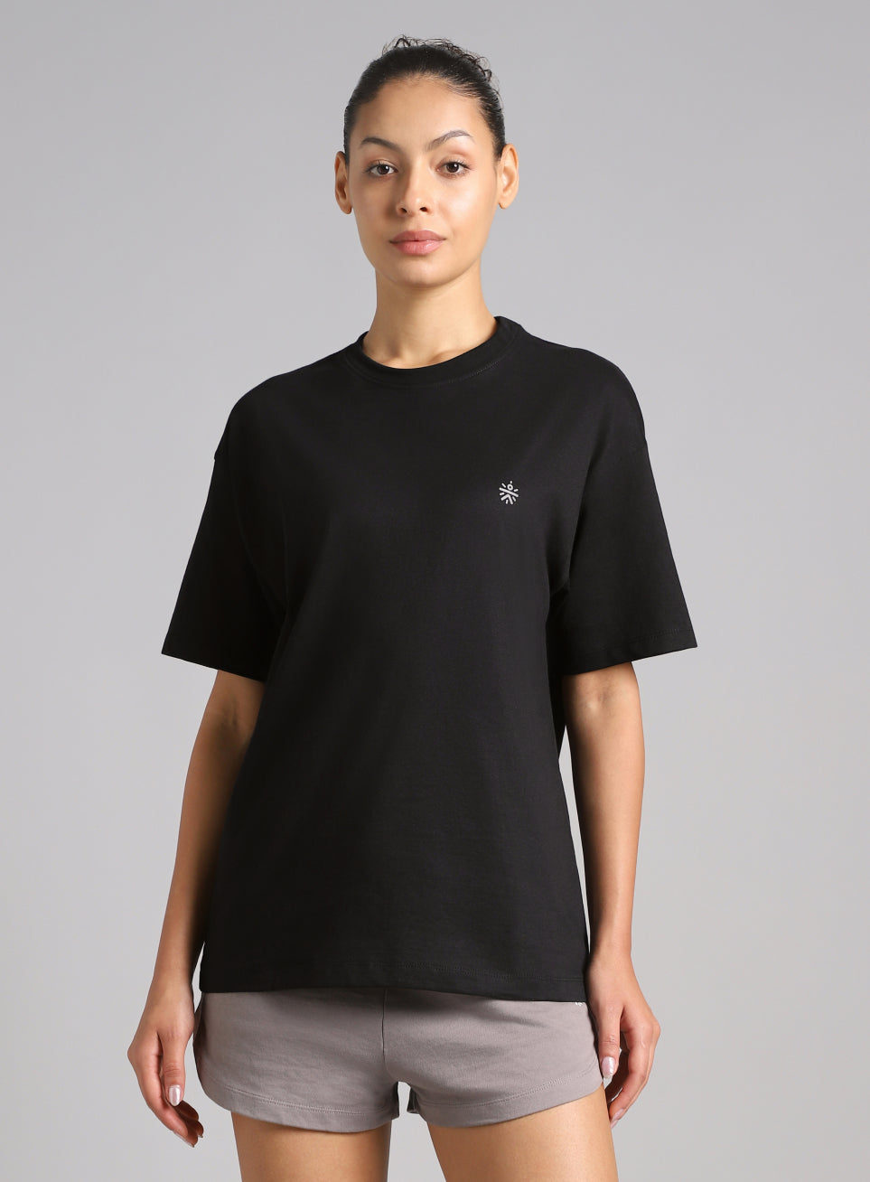 Women's Black Back Print Oversized Fit T-shirt