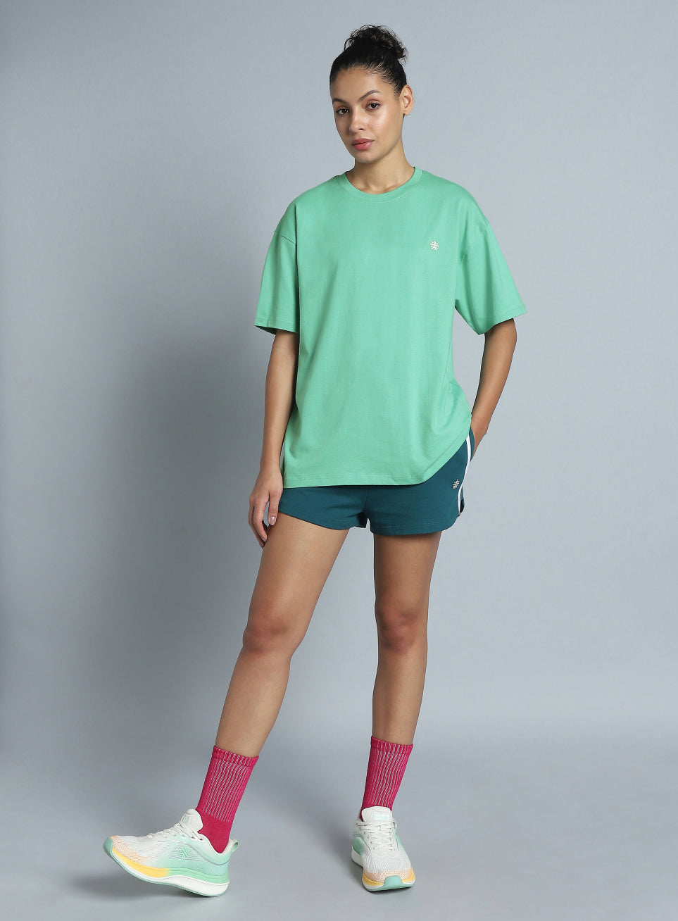 Women's Green Back Print Oversized Fit T-shirt