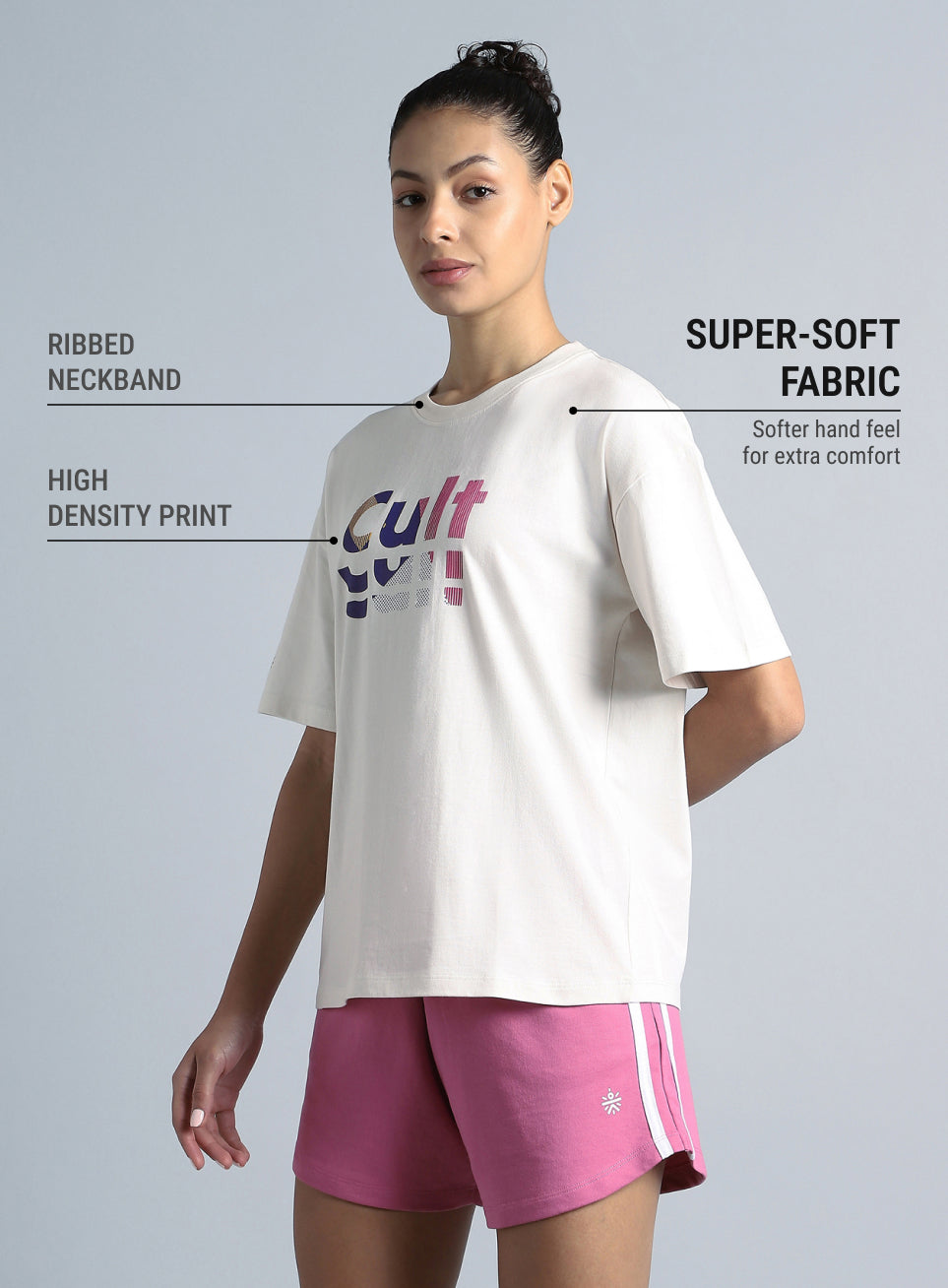 Women's White Back Print Relaxed Fit T-shirt