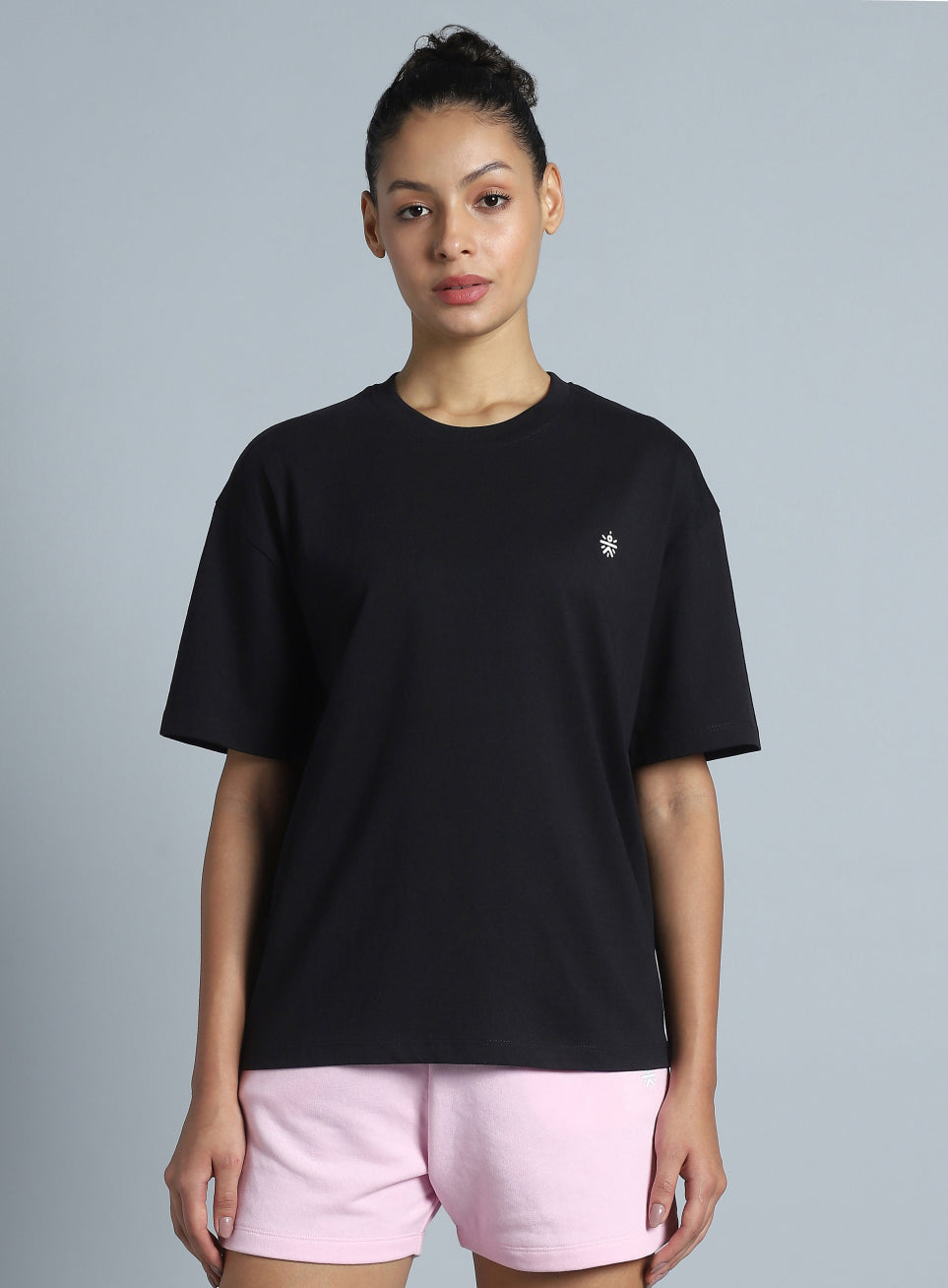 Women's Black Back Print Relaxed Fit T-shirt