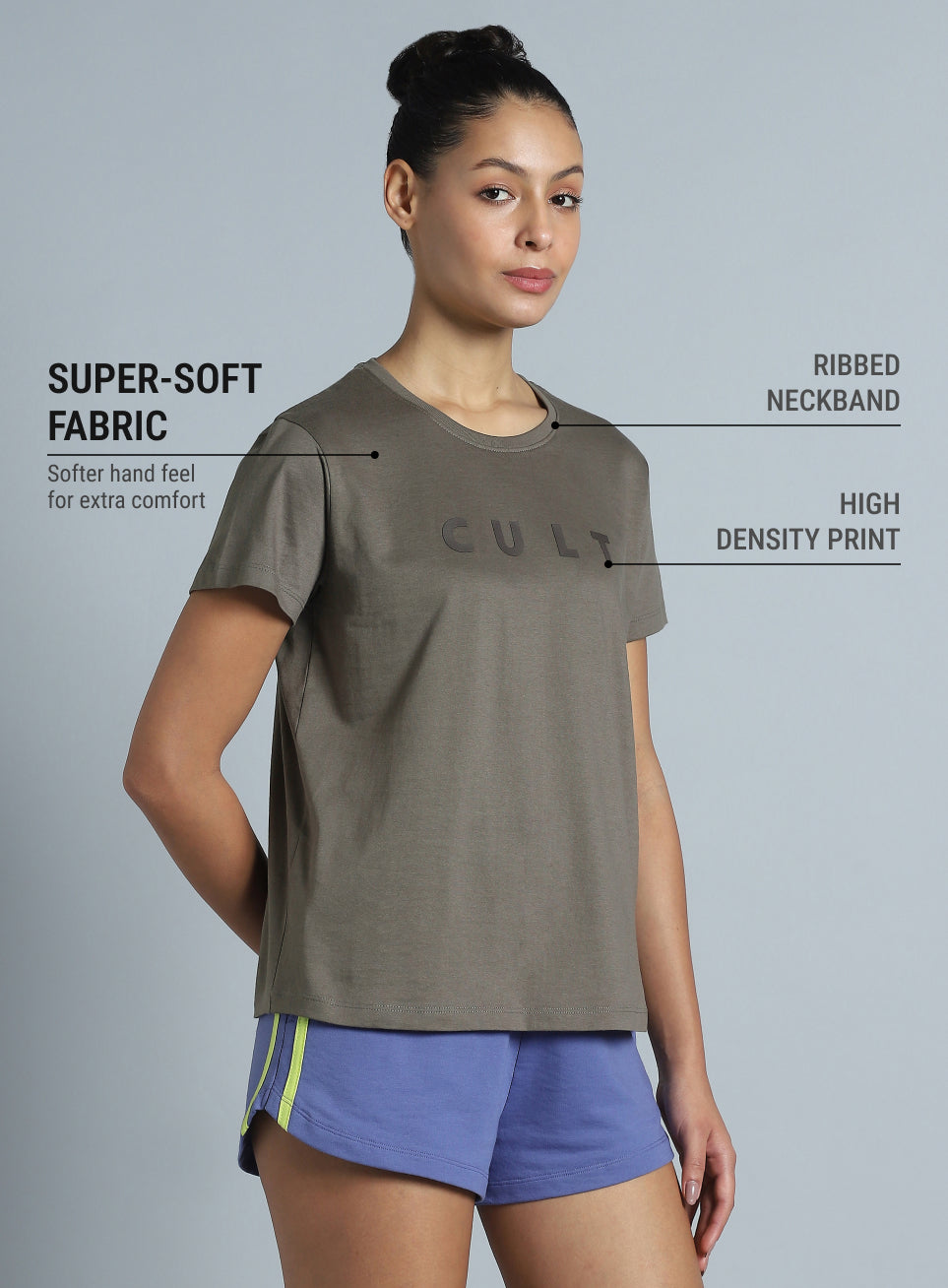 Women's Dark Grey Cult Printed T-shirt