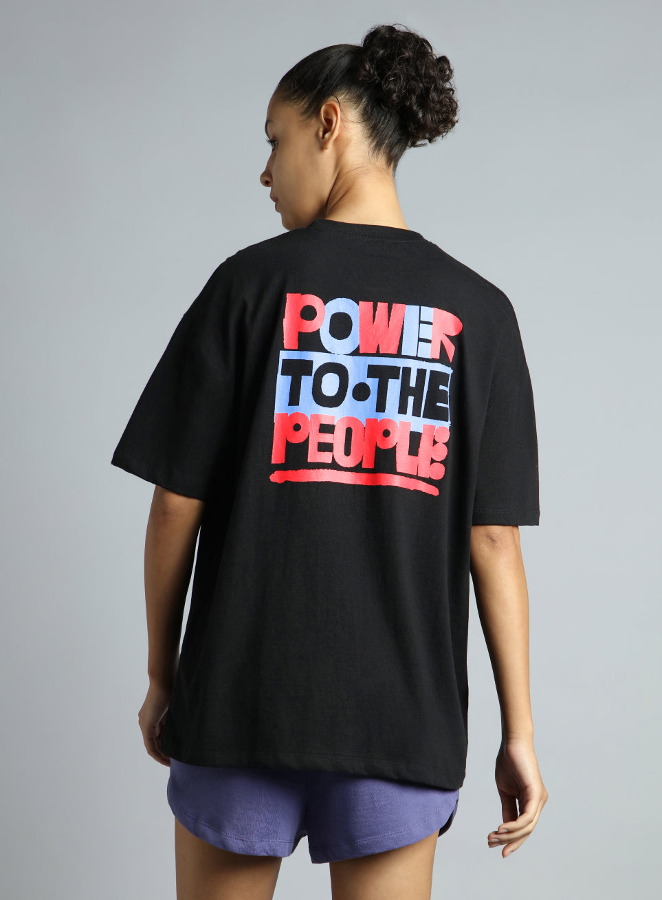 Women's Black Oversized Back Print Graphic T-shirt