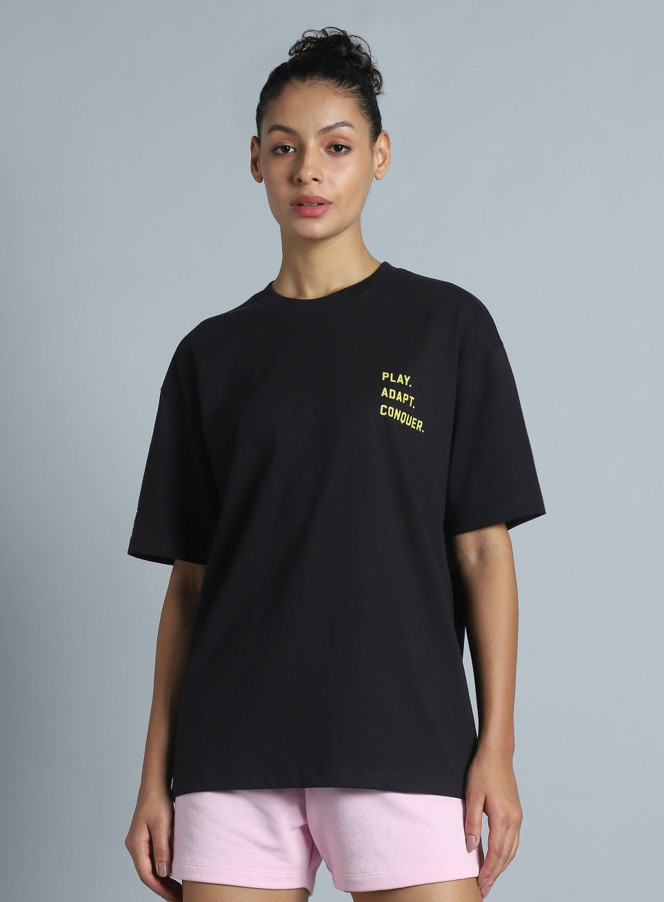Women's Black Back Print Oversized Fit T-shirt