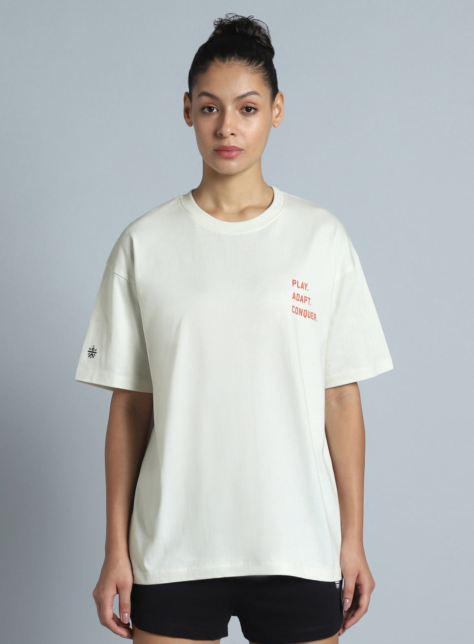 Women's White Back Print Oversized Fit T-shirt