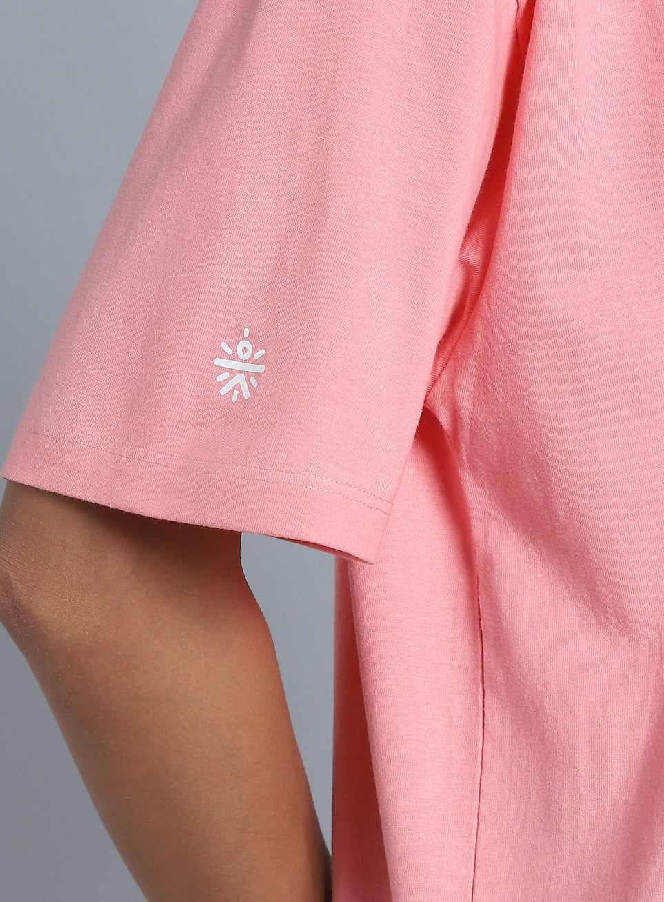 Women's Pink White Print Oversized Fit T-shirt