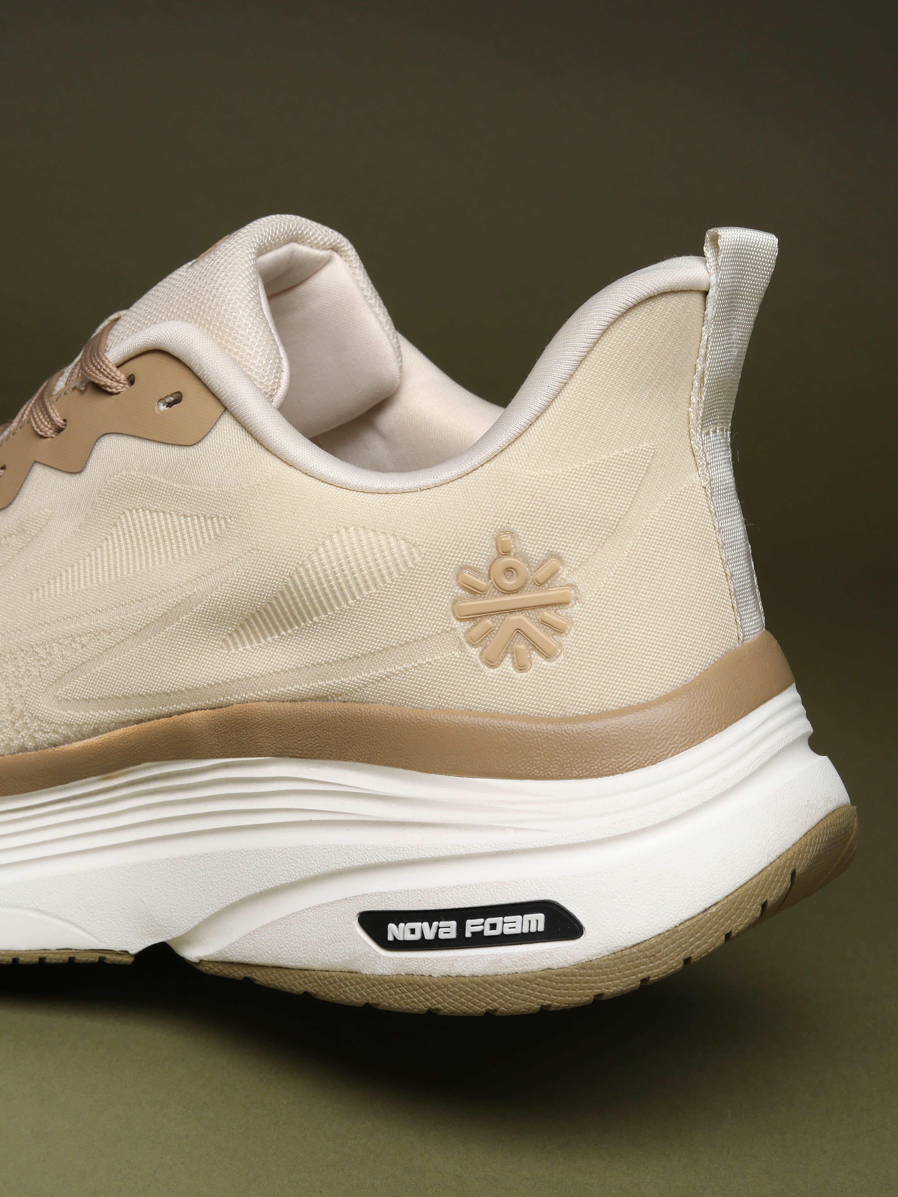 cult Men's Flexride Running Shoes with Durable Rubber Outsole & Cushioning for Runs up to 20 km - Cream/Beige