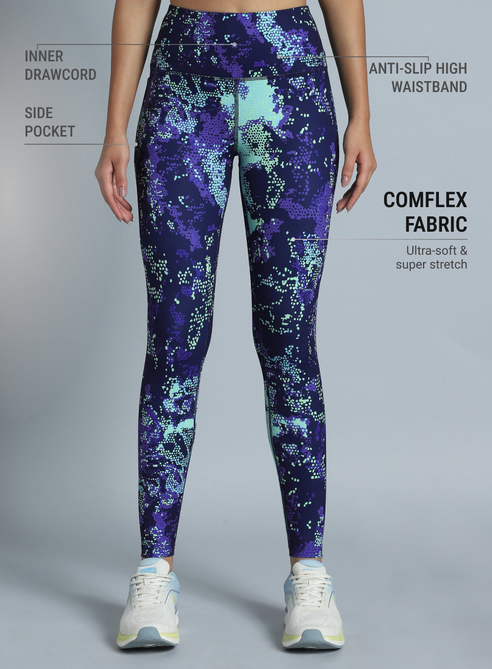 Women's Navy Printed Train All Day COMFlex Tights