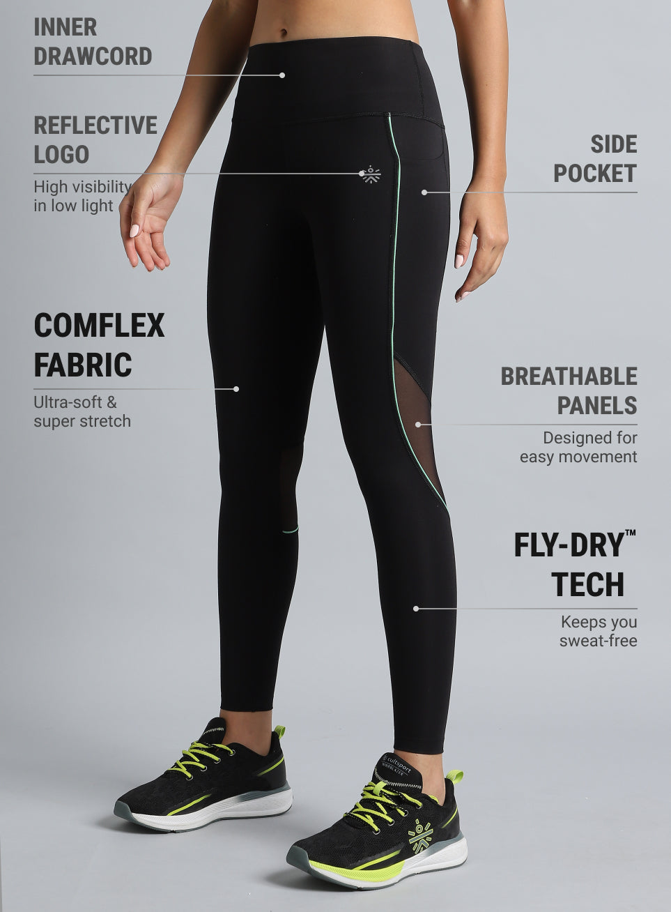 Women's Black Run All Day COMFlex Tights