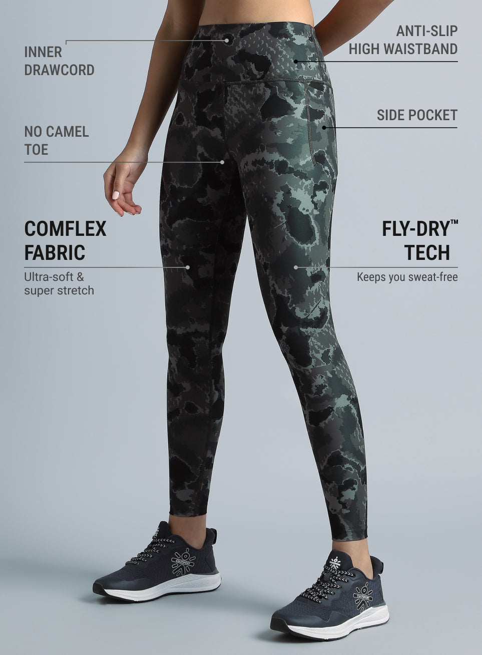 Women's Black Pacer AOP Comflex Tights