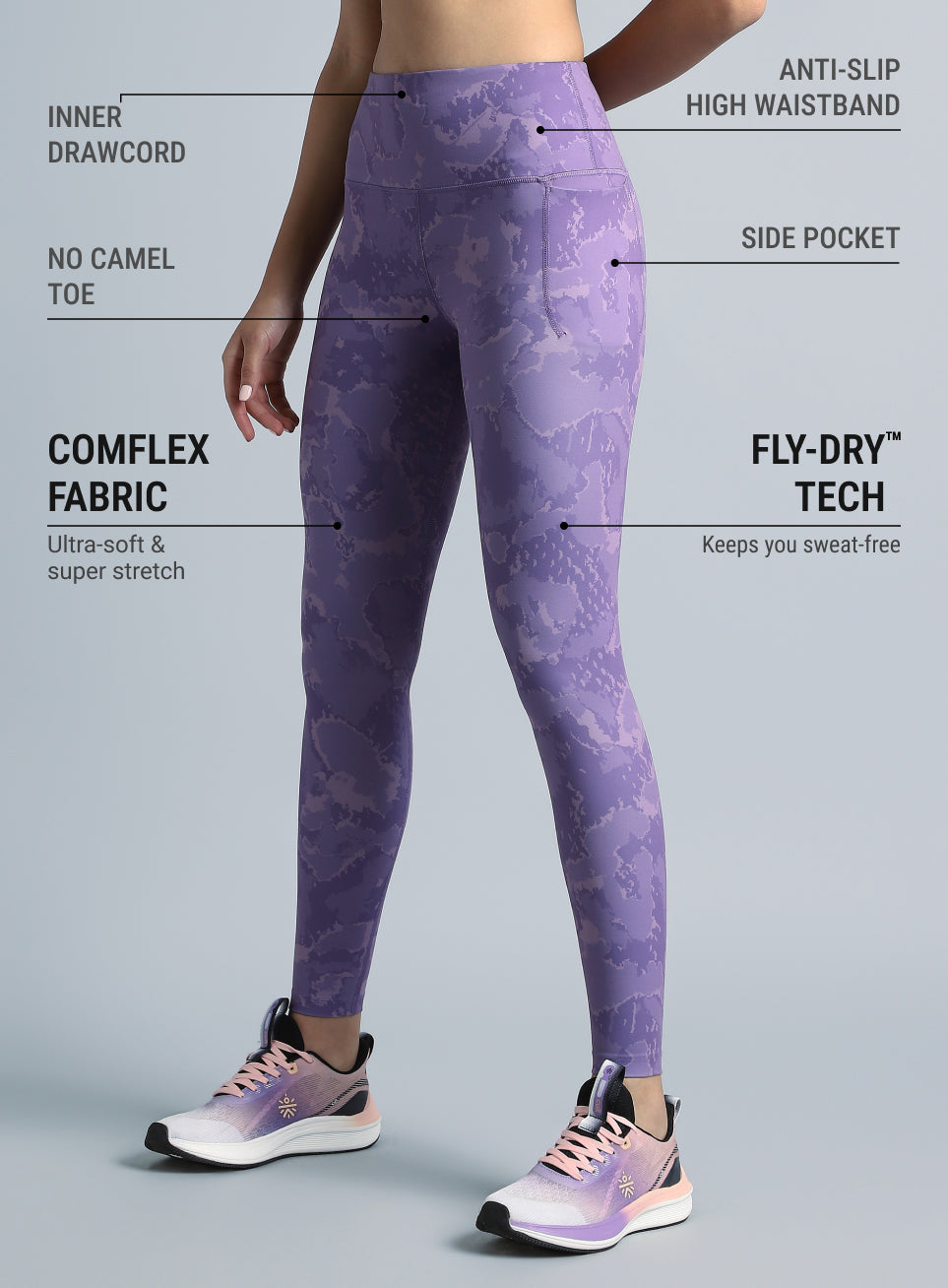 Women's Purple Pacer AOP Comflex Tights