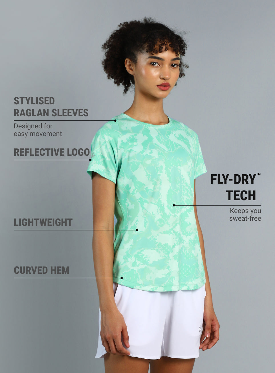 Women's Sea Green Pacer AOP Top