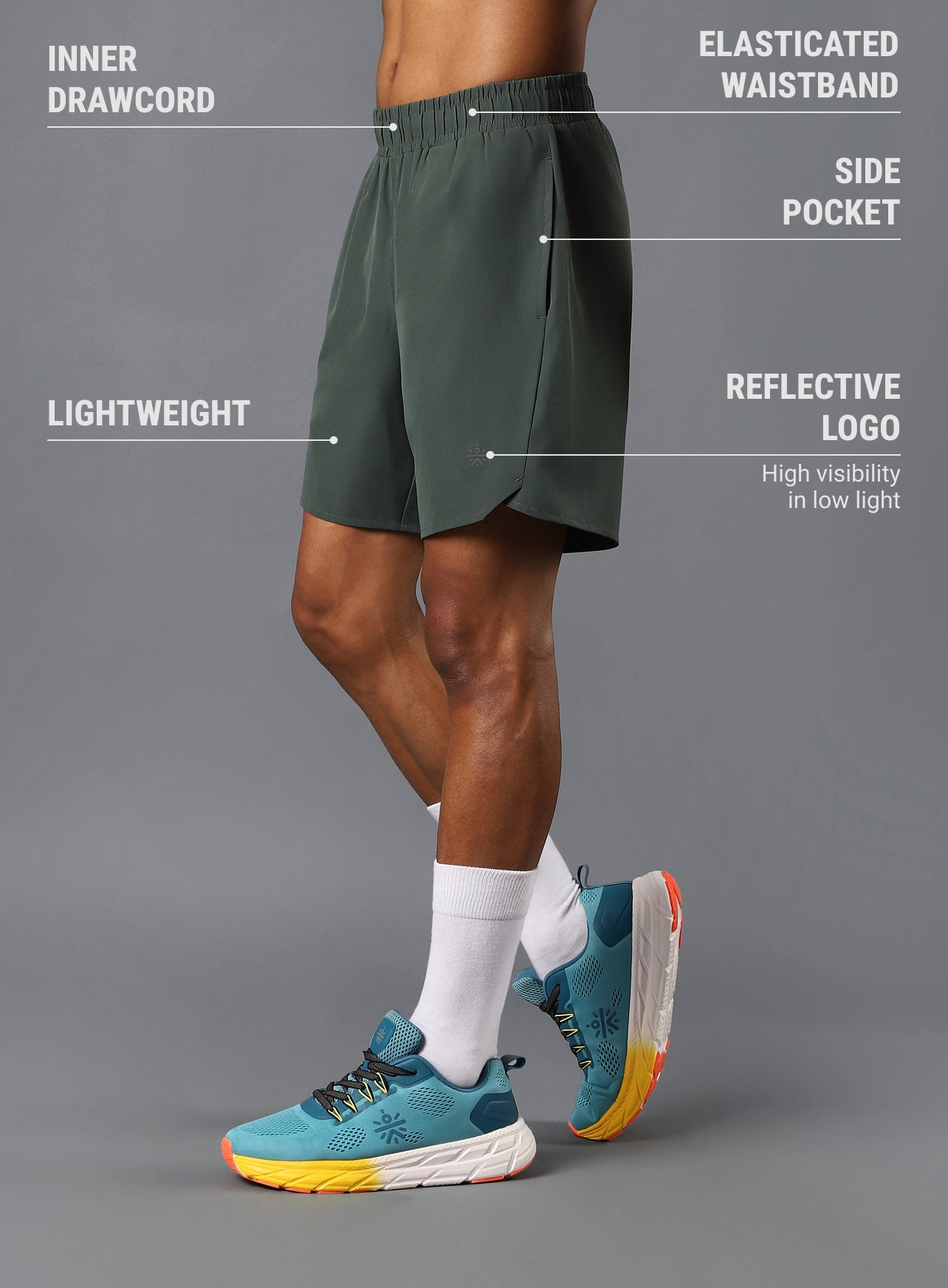 Men's Olive Iconic Running Shorts