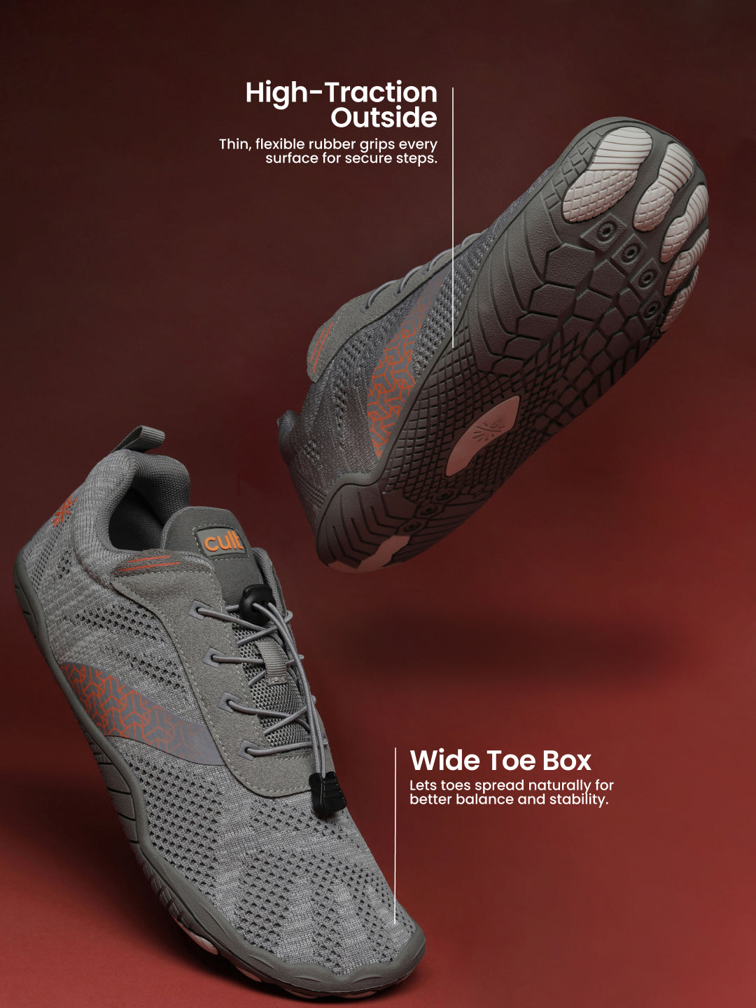 cult Men's KnitFit Barefoot Training Shoes - D.Grey